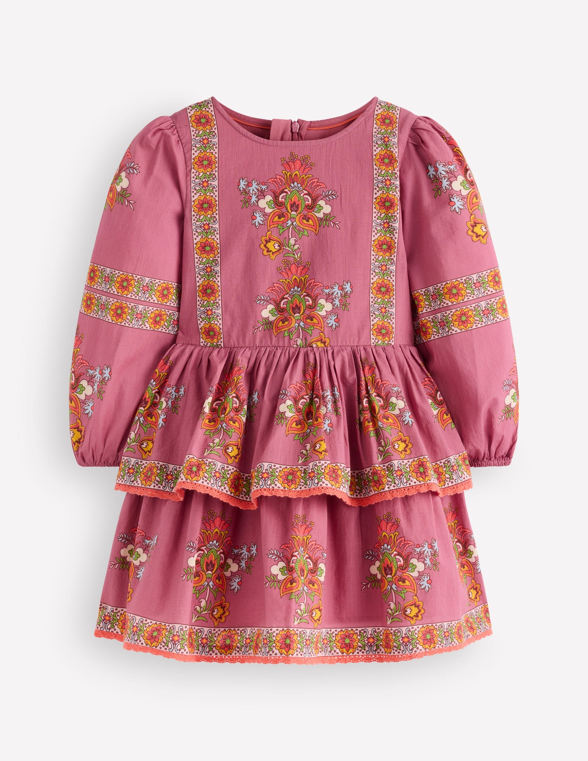 Gathered Waist Rara Dress-Pink Floral Placement-2