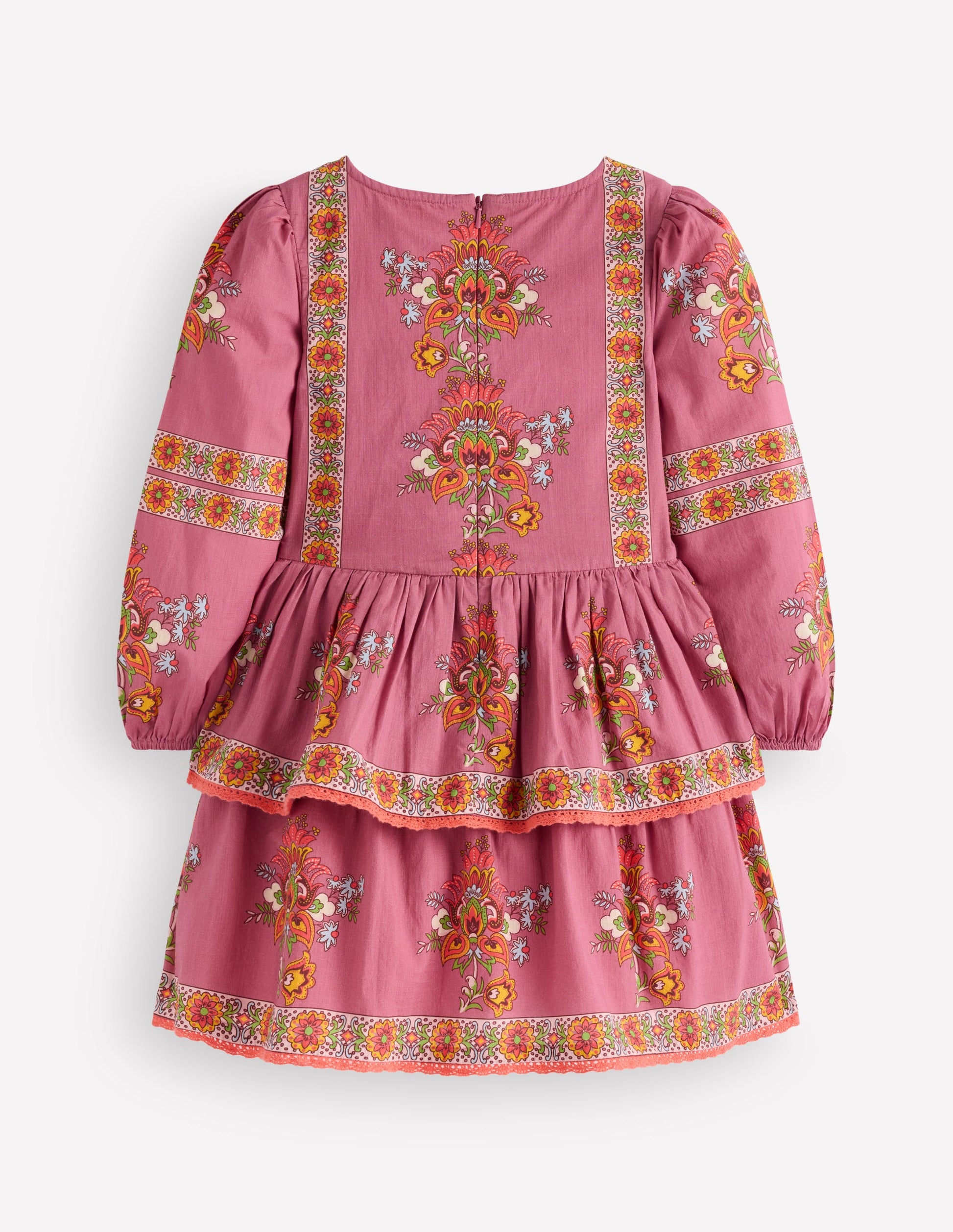 Gathered Waist Rara Dress-Pink Floral Placement-3