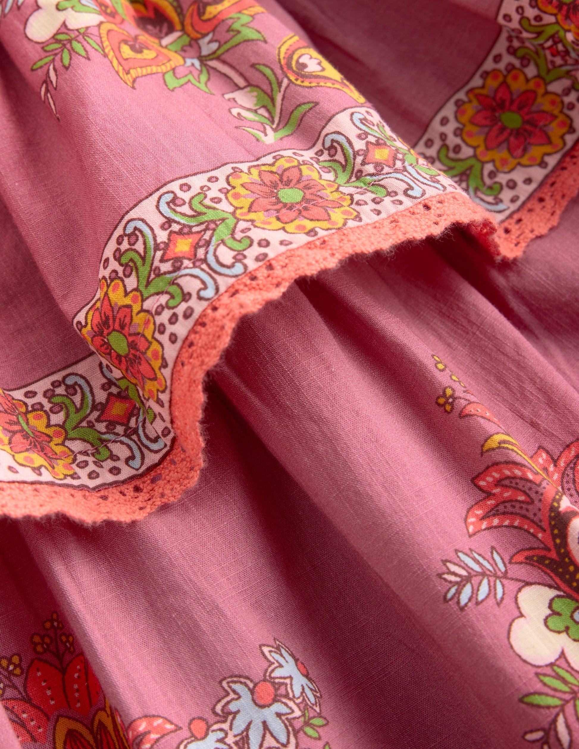 Gathered Waist Rara Dress-Pink Floral Placement-4
