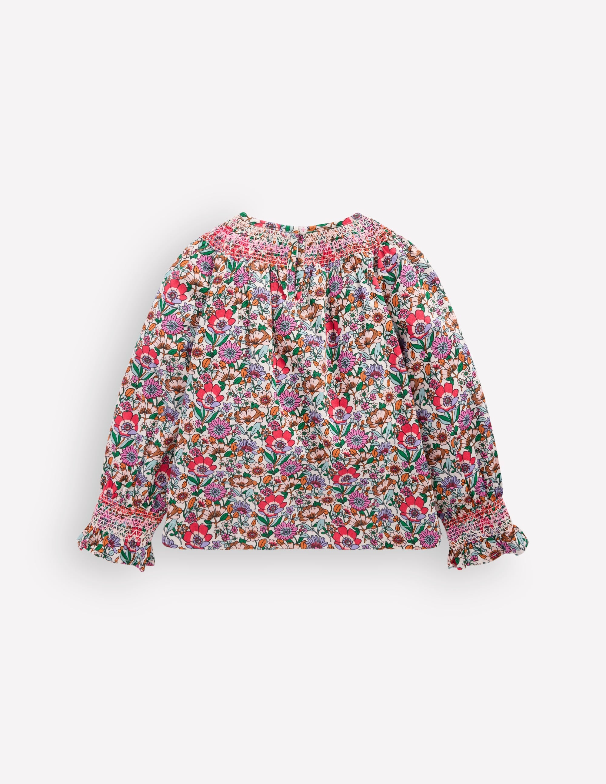 Smocked Printed Blouse-Soft Cream Floral Field - Image 3