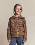 Printed Collared Zip-through-Milk Chocolate Brown Leopard