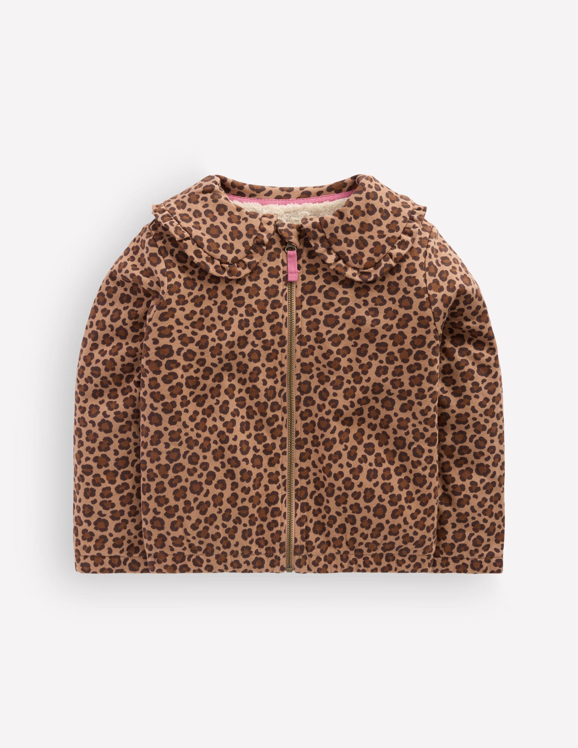 Printed Collared Zip-through-Milk Chocolate Brown Leopard-3