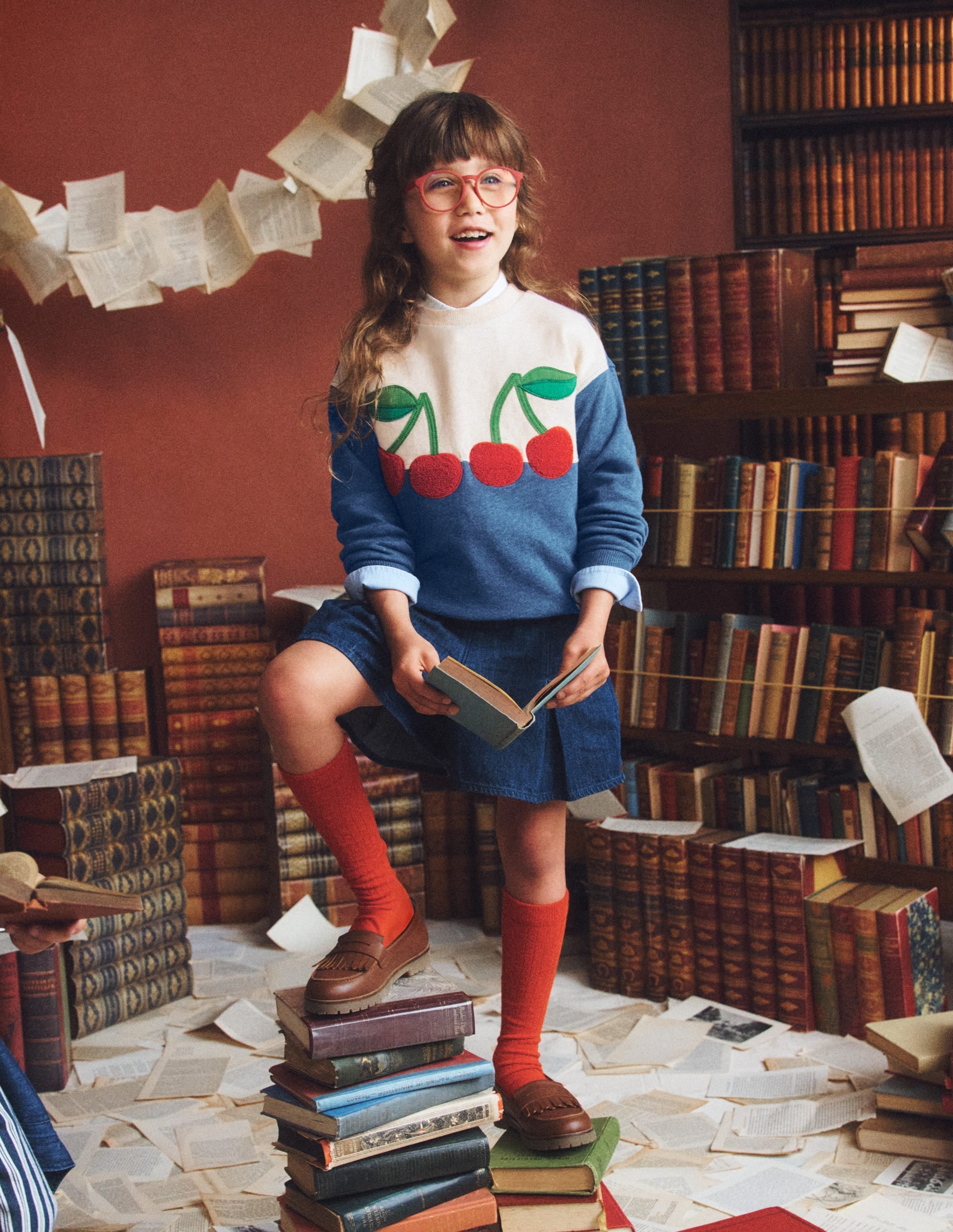 Bobbie Appliqué Sweatshirt-Oatmeal Marl Cherries - Image 4