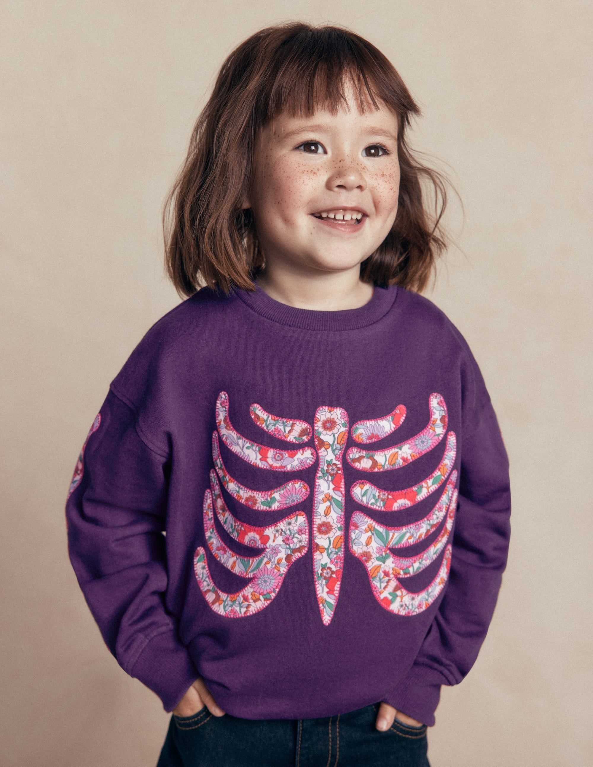 Bobbie Appliqué Sweatshirt-Calla Lily Purple Skeleton - Image 1