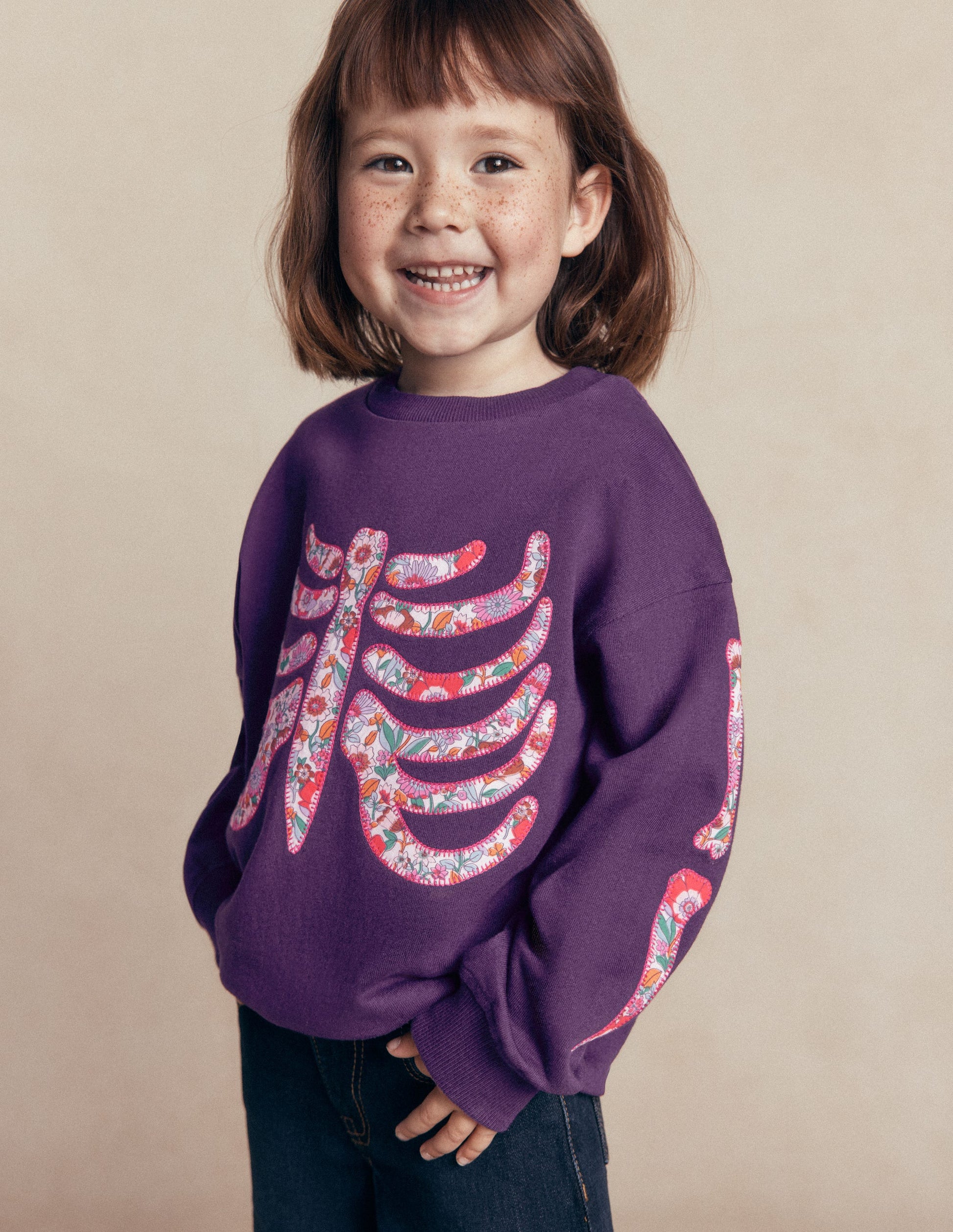 Bobbie Appliqué Sweatshirt-Calla Lily Purple Skeleton-2