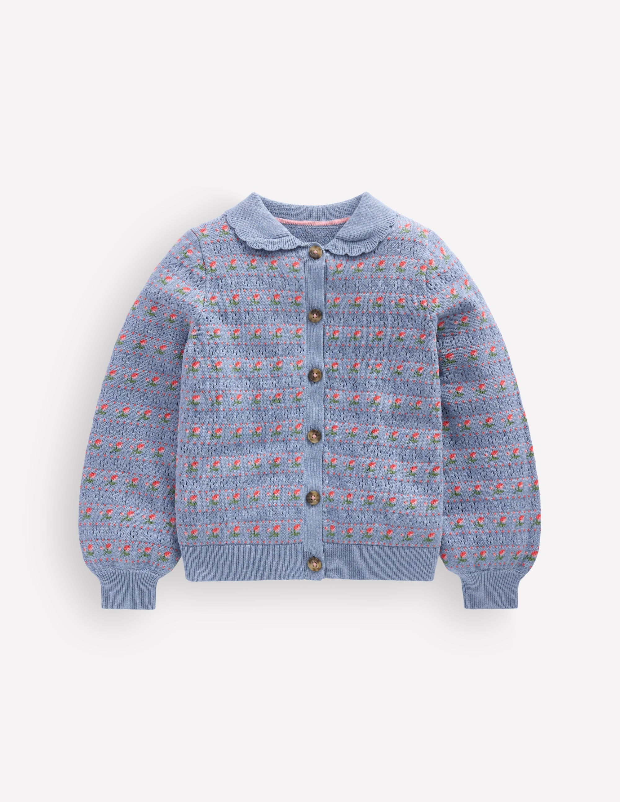 Collared Cardigan-Glacier Blue Marl Roses - Image 2
