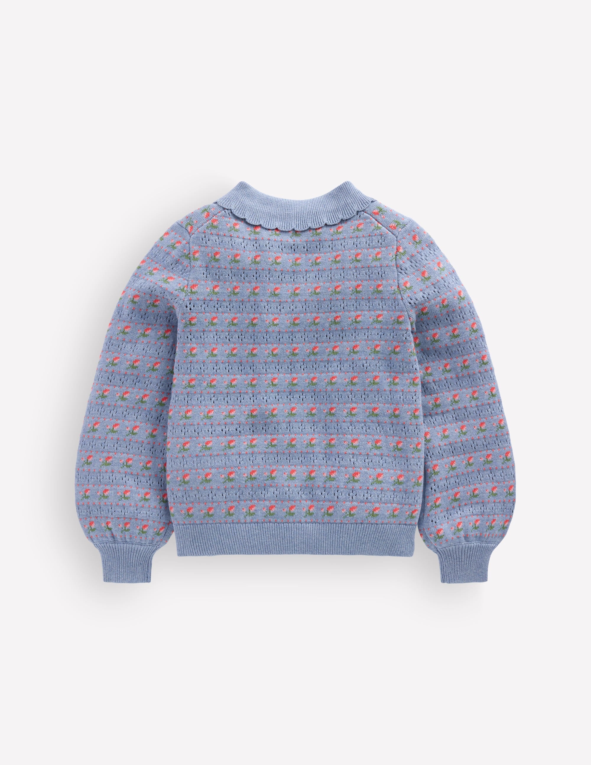 Collared Cardigan-Glacier Blue Marl Roses - Image 3