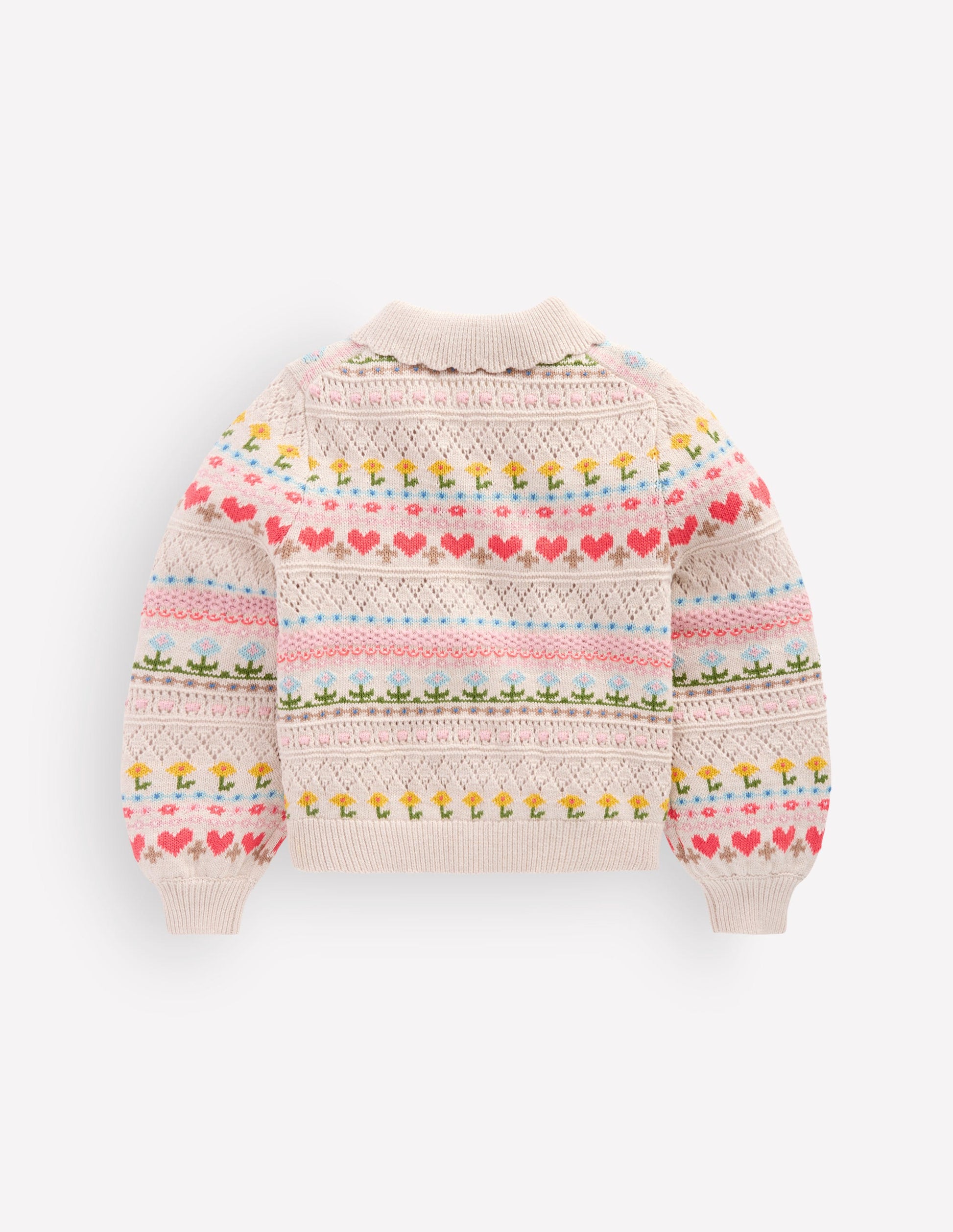 Collared Cardigan-Oatmeal Marl Flowers-3