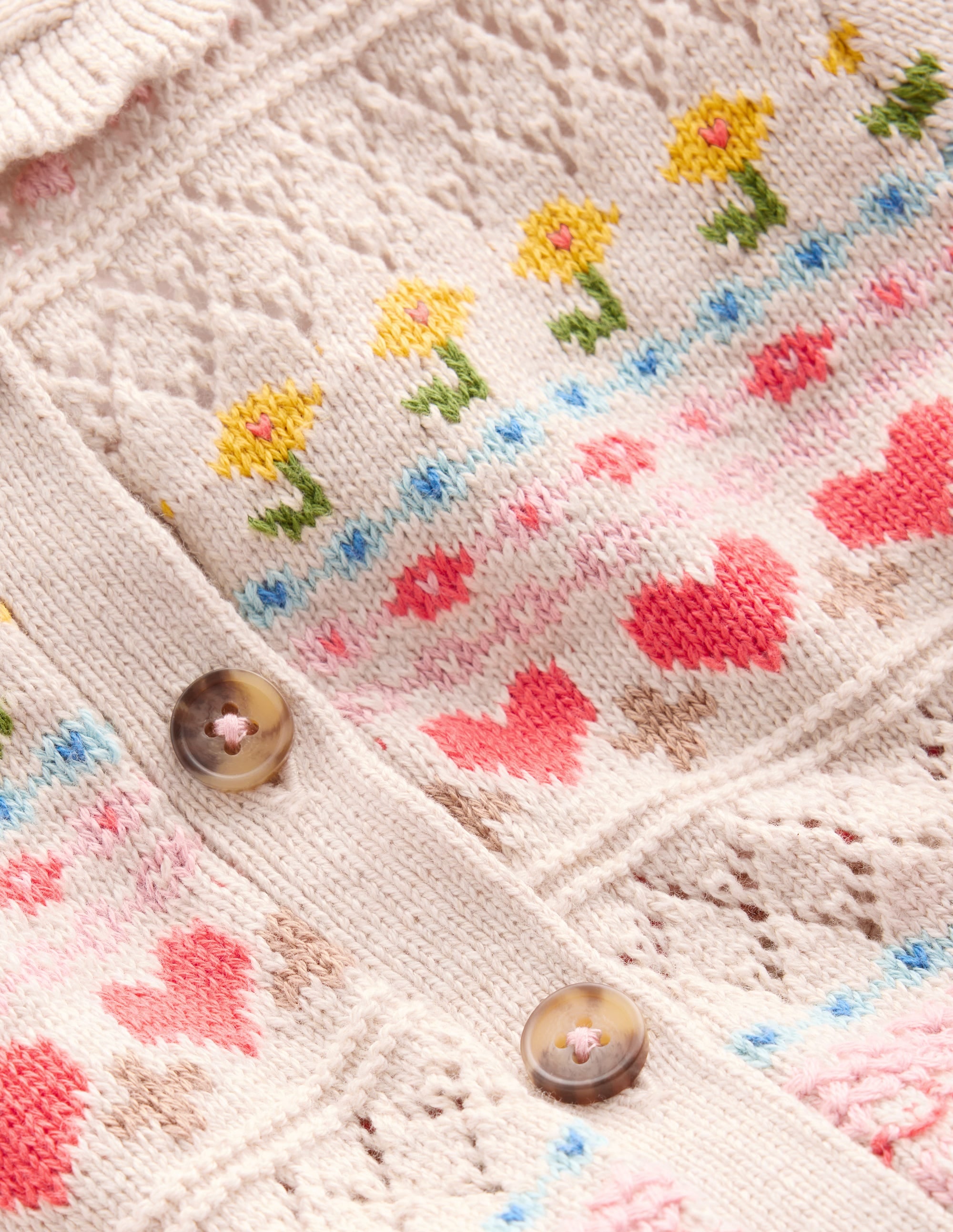 Collared Cardigan-Oatmeal Marl Flowers - Image 4