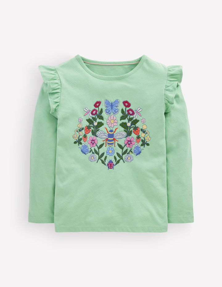Long Sleeve Superstitch Tee-Pistachio Green Bee
