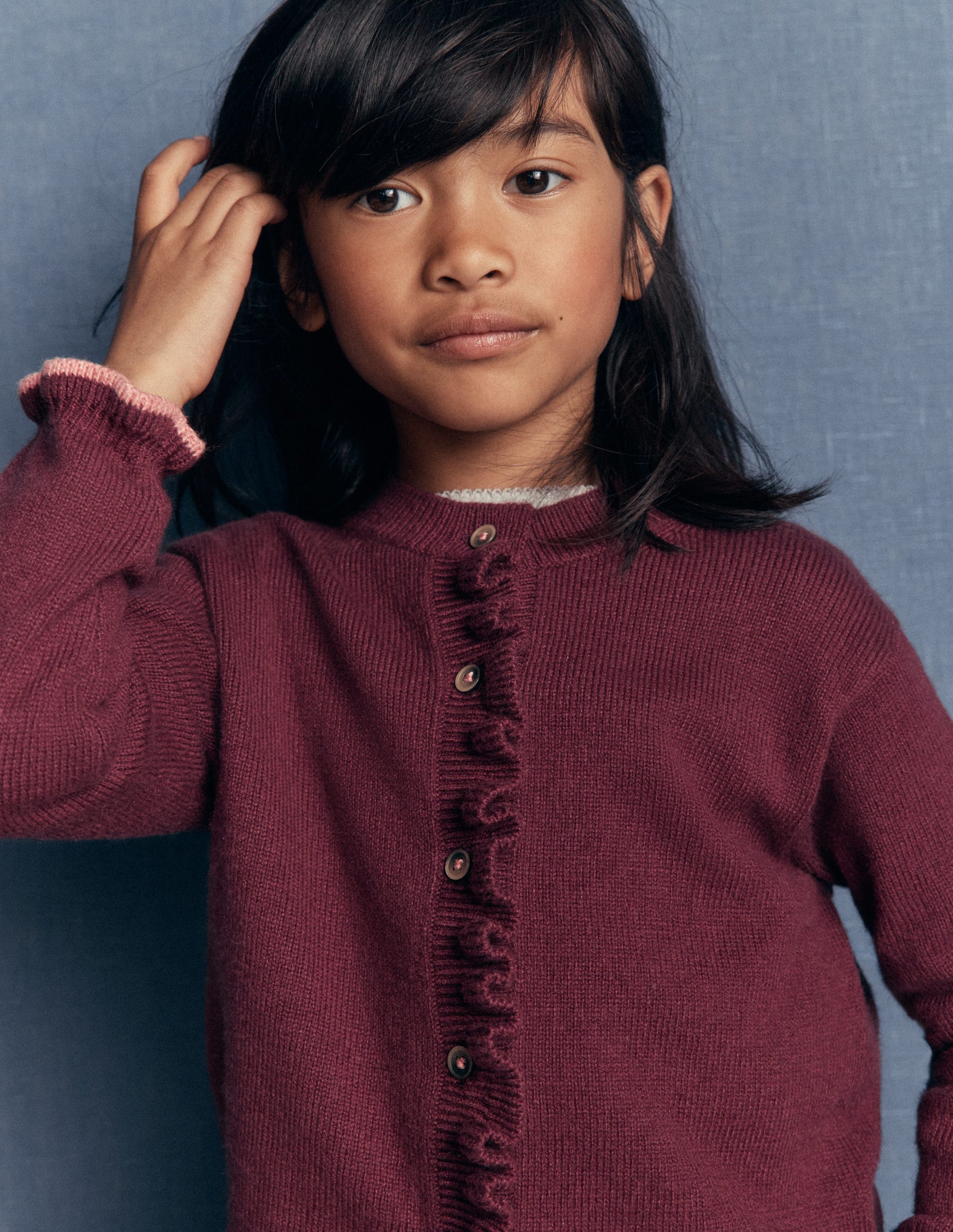 Everyday Frilled Cardigan-Deep Wisteria-2