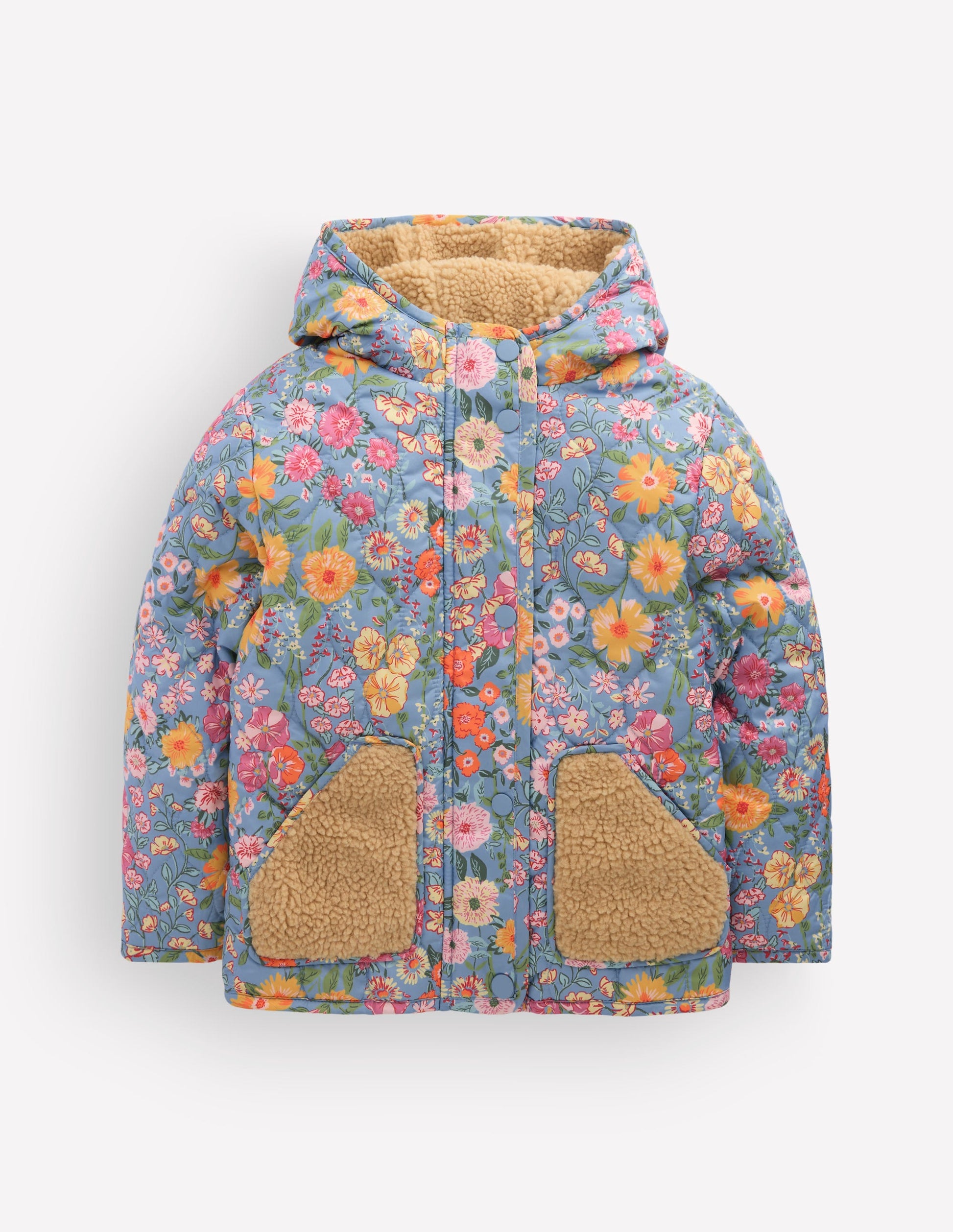Borg Padded Jacket-Blue Floral-2