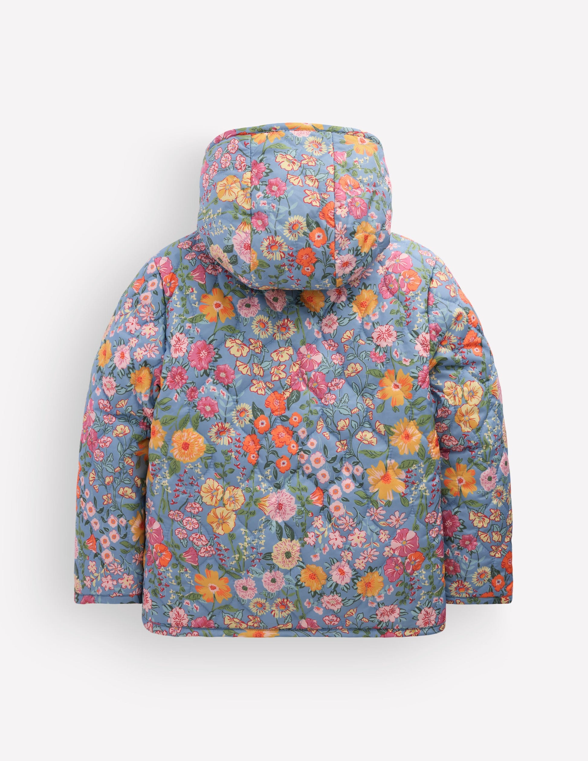 Borg Padded Jacket-Blue Floral-3
