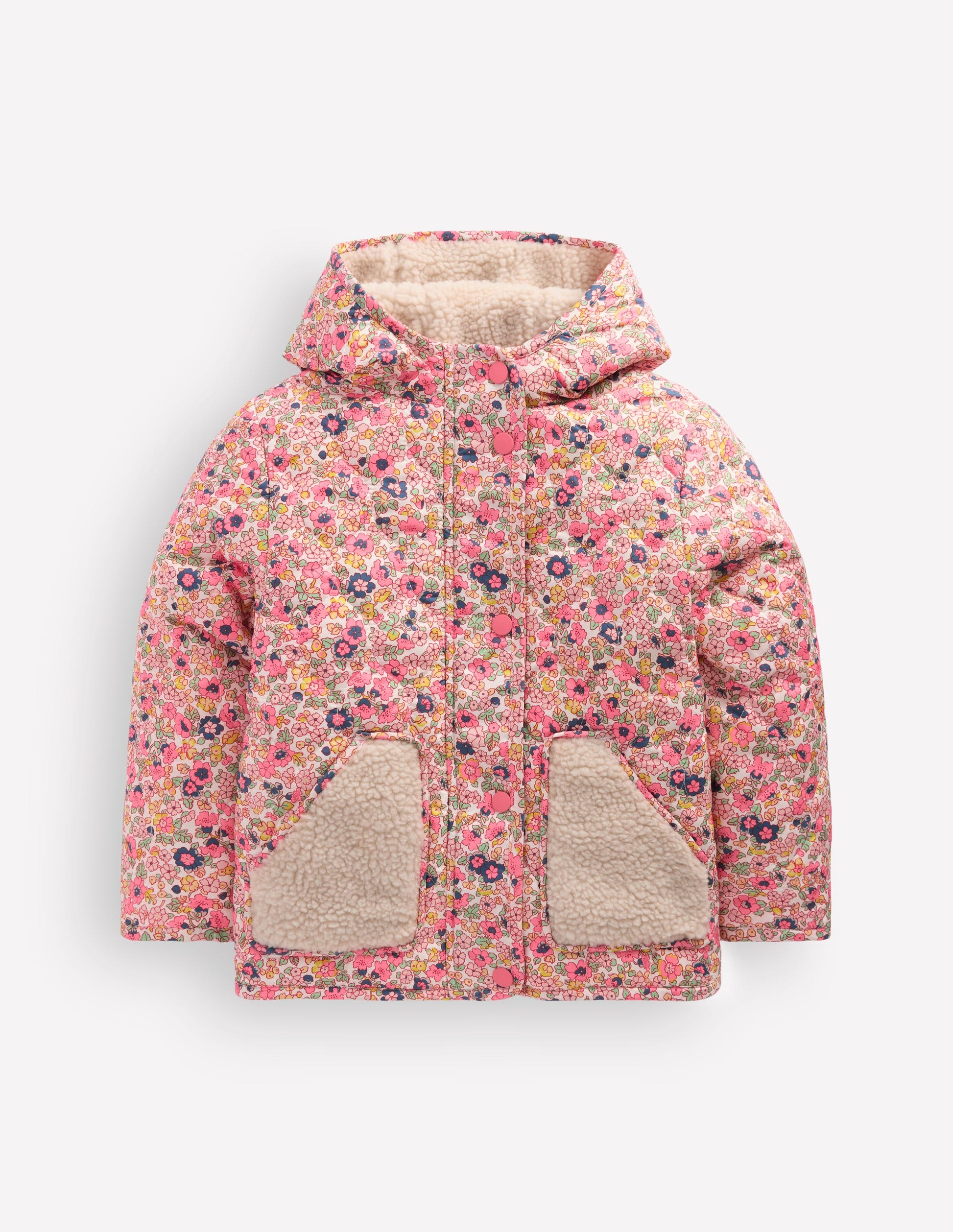 Borg Padded Jacket-Pink Flowerbed-1
