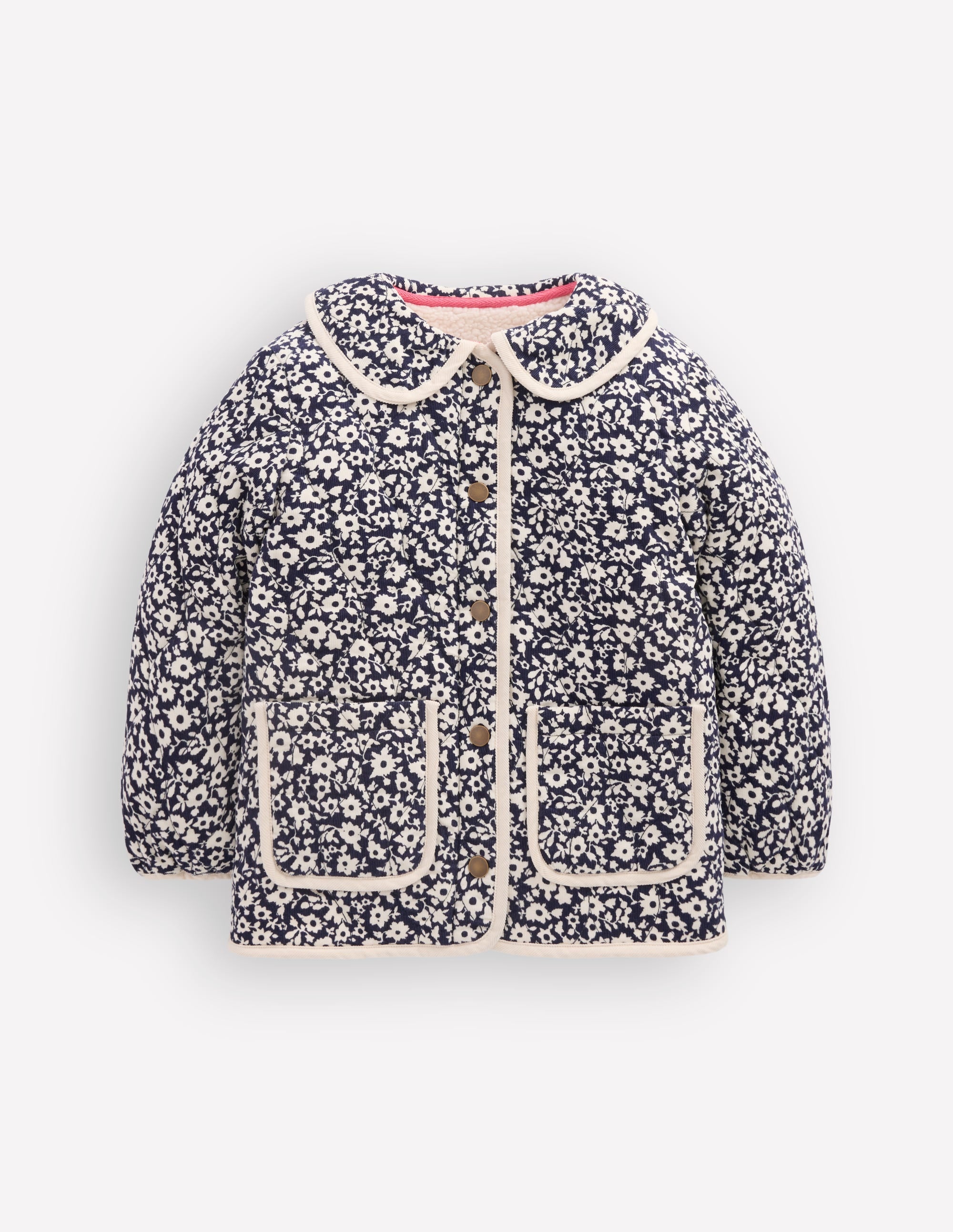 Quilted Cord Jacket-Navy Floral Print - Image 2