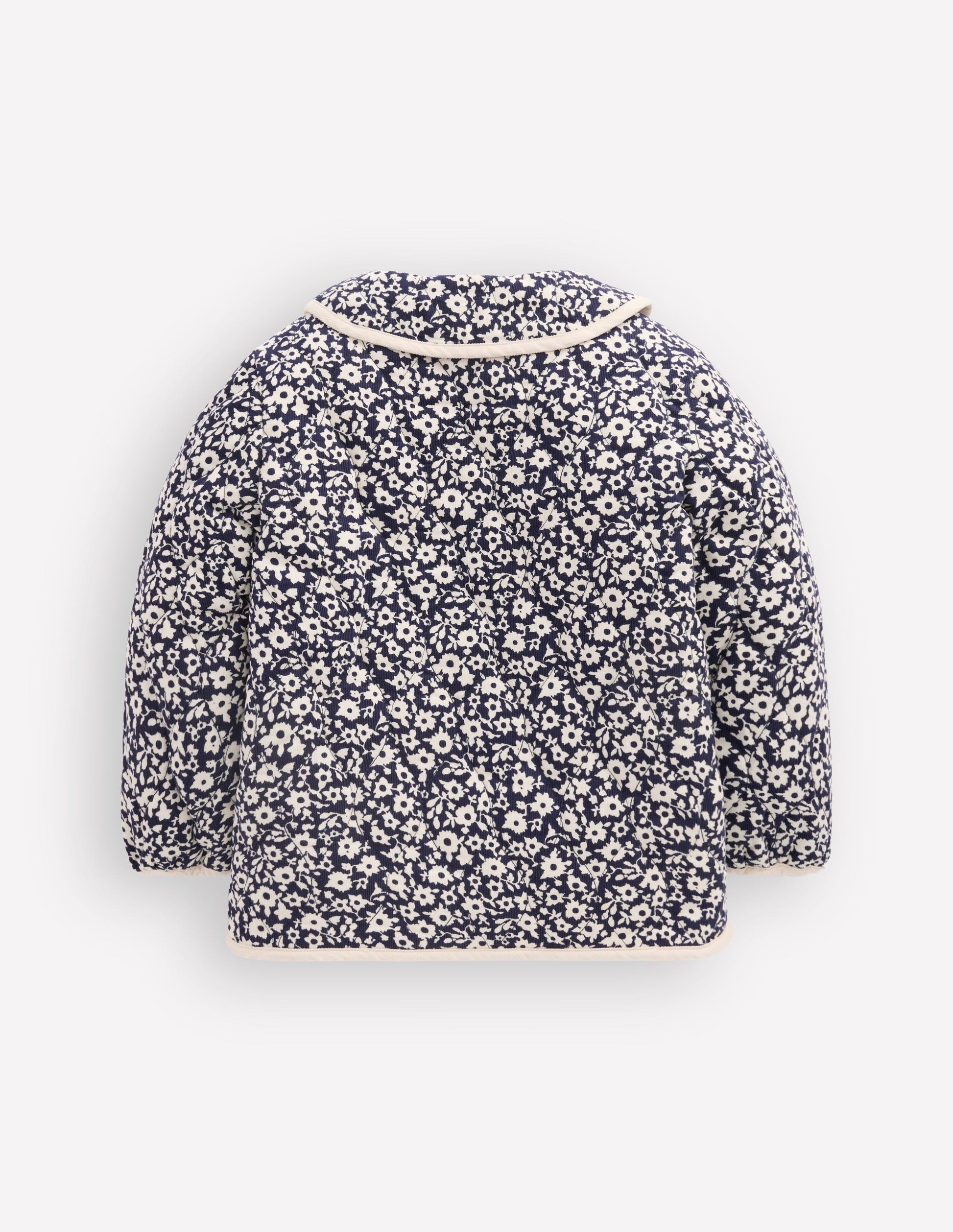 Quilted Cord Jacket-Navy Floral Print-3