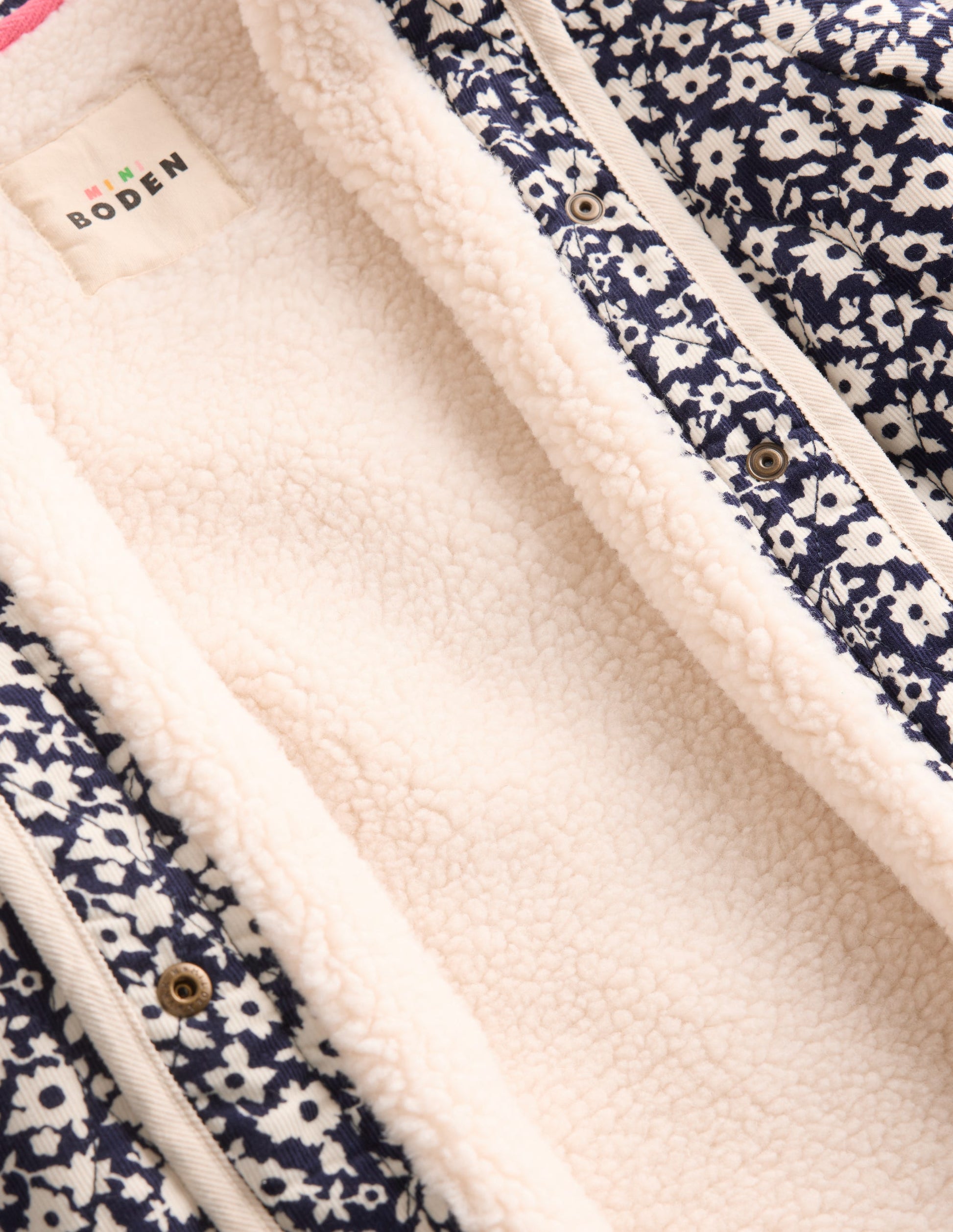 Quilted Cord Jacket-Navy Floral Print-5
