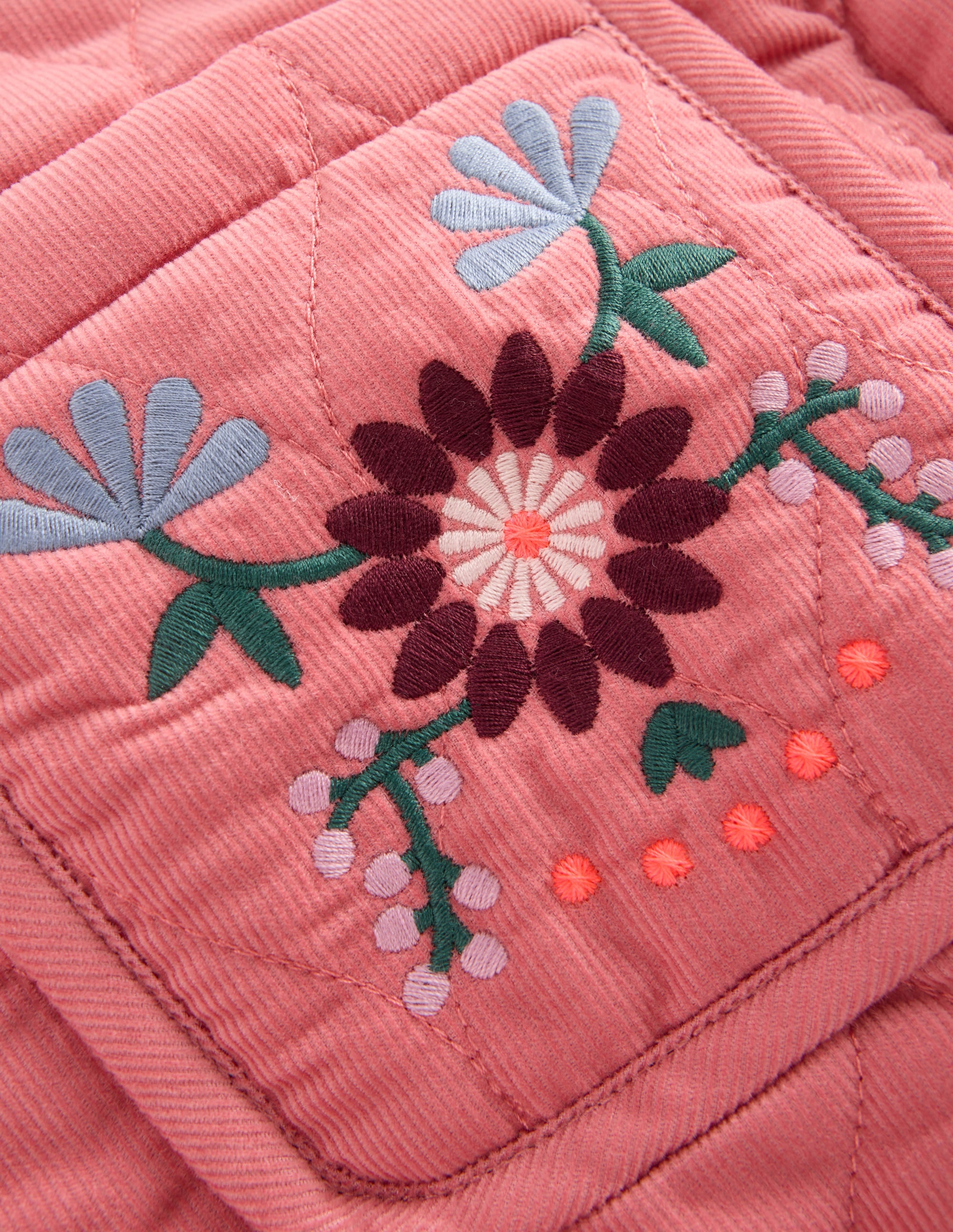 Quilted Cord Jacket-Heather Rose Floral Embroidery - Image 3