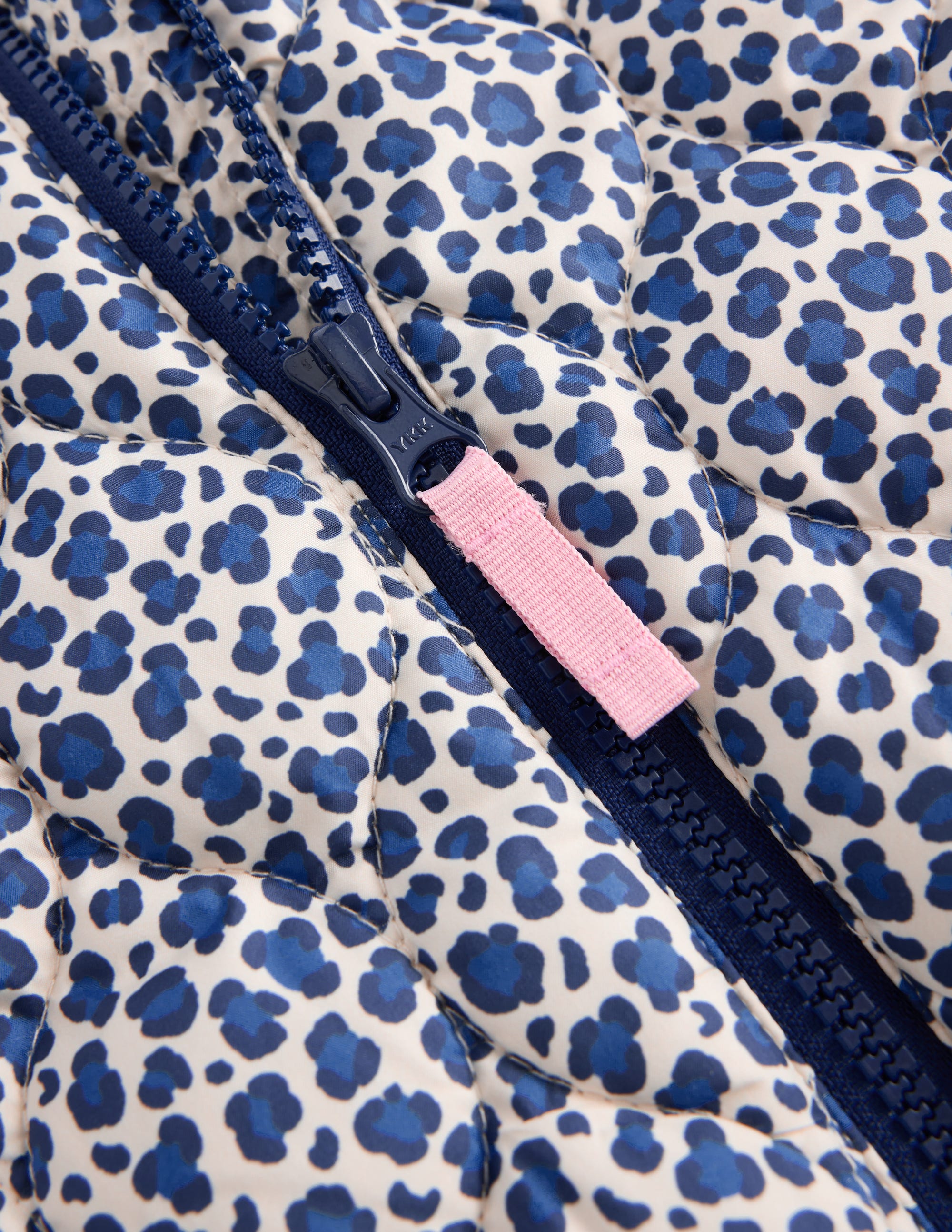 Quilted Bomber Jacket-Calico White/ Blue Leopard - Image 5