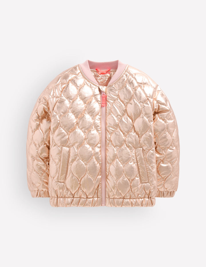 Quilted Bomber Jacket-Gold Metallic