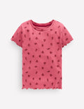 Short Sleeve Rib T-Shirt-Red Floral
