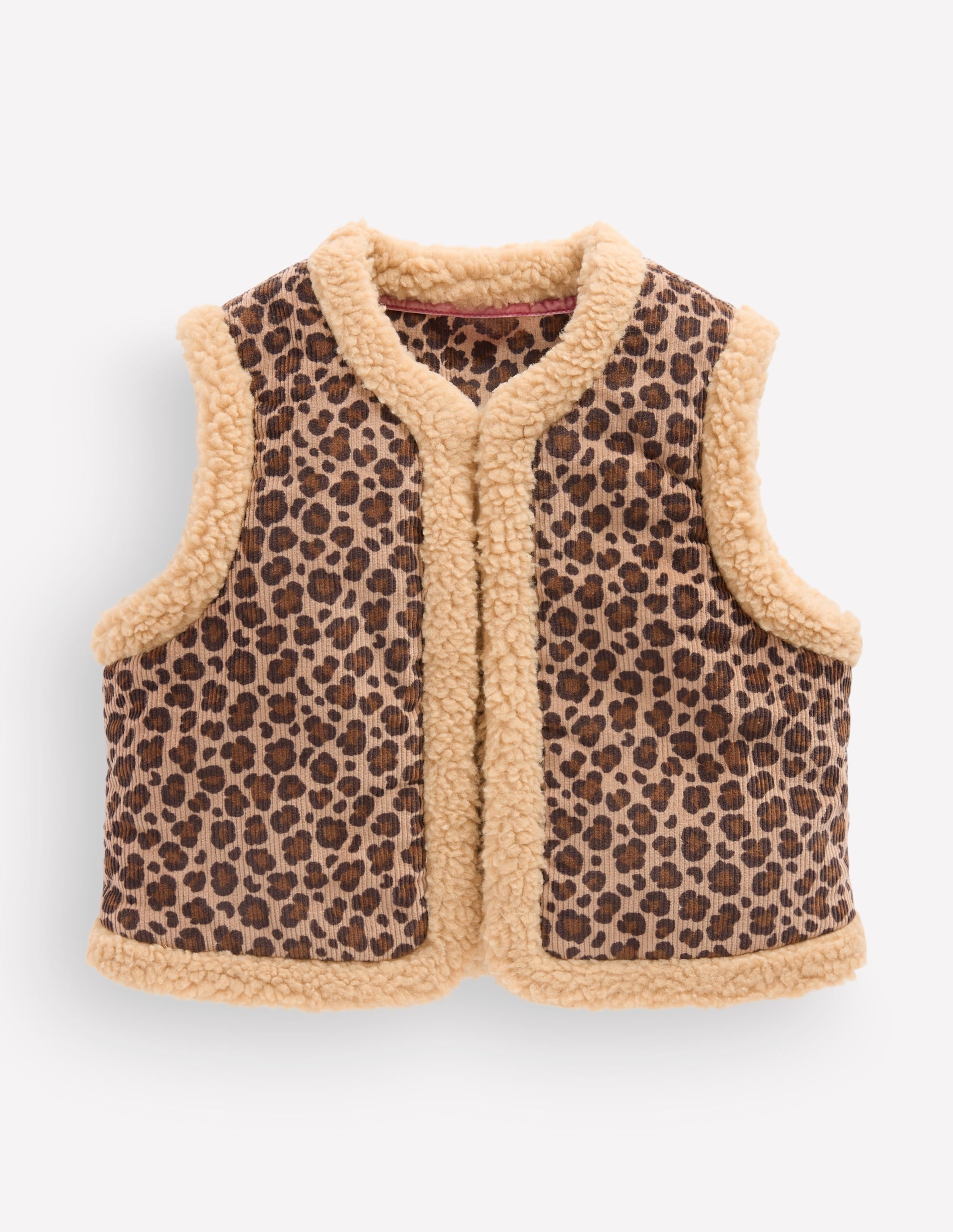 Borg Trim Gilet-Brown Leopard - Image 1