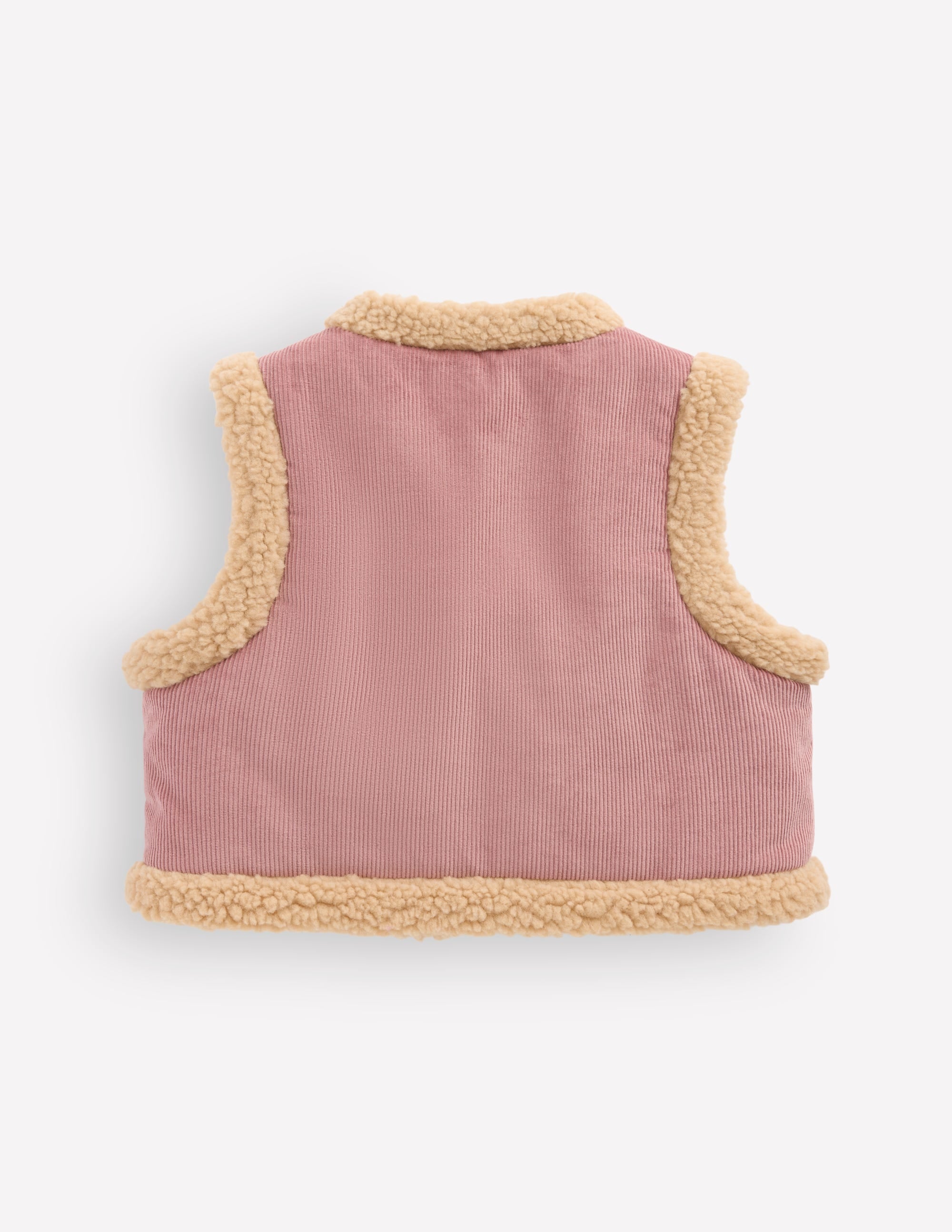 Borg Trim Gilet-Pink Floral Embroidery - Image 3