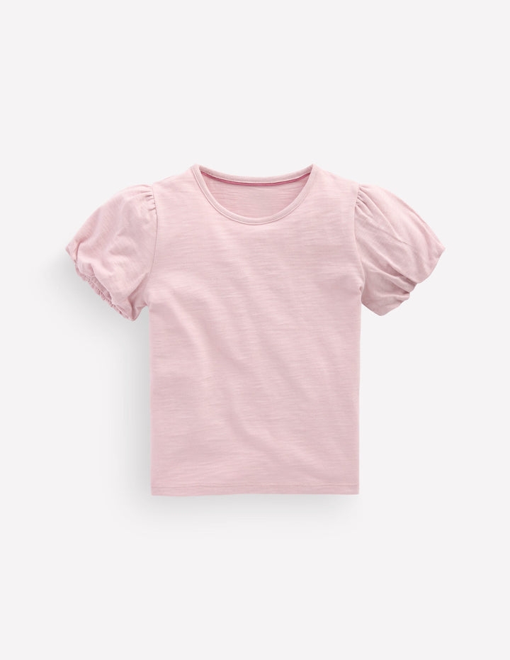 Puff Sleeve Jersey Top-Pink Heather