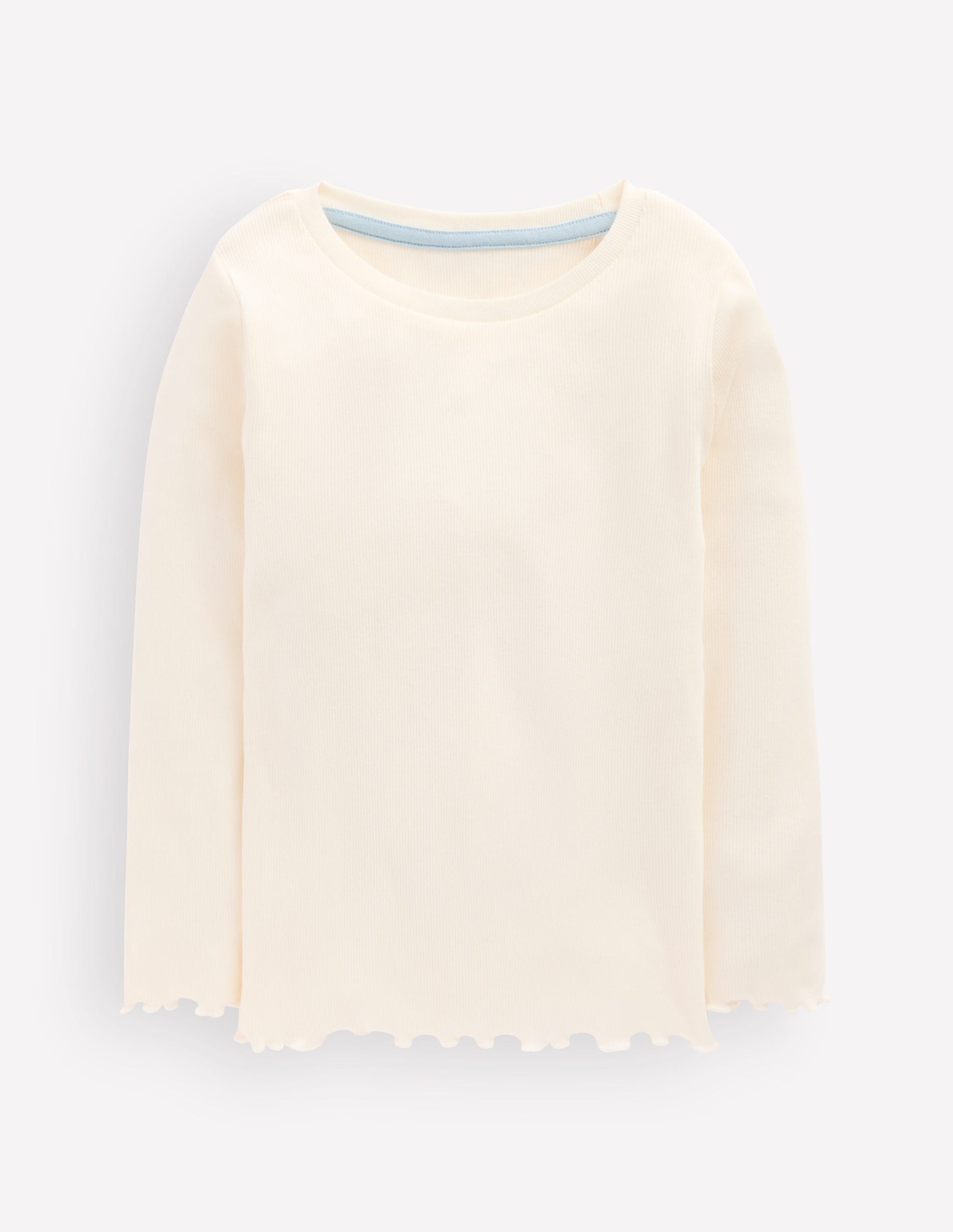 Ribbed Long Sleeve T-shirt-Soft Ivory-1