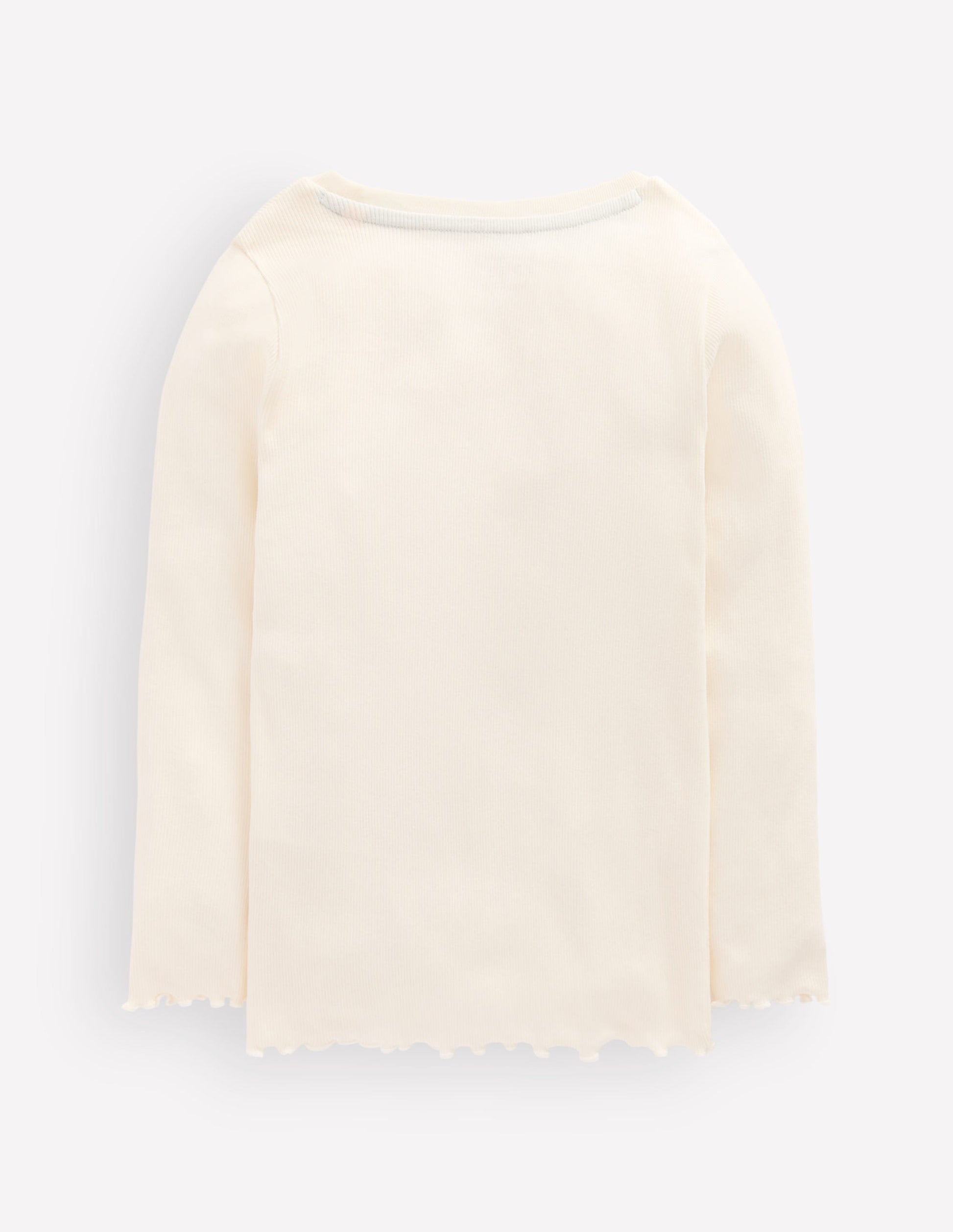 Ribbed Long Sleeve T-shirt-Soft Ivory-2