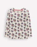Ribbed Long Sleeve T-Shirt-Soft Ivory Ditsy Floral