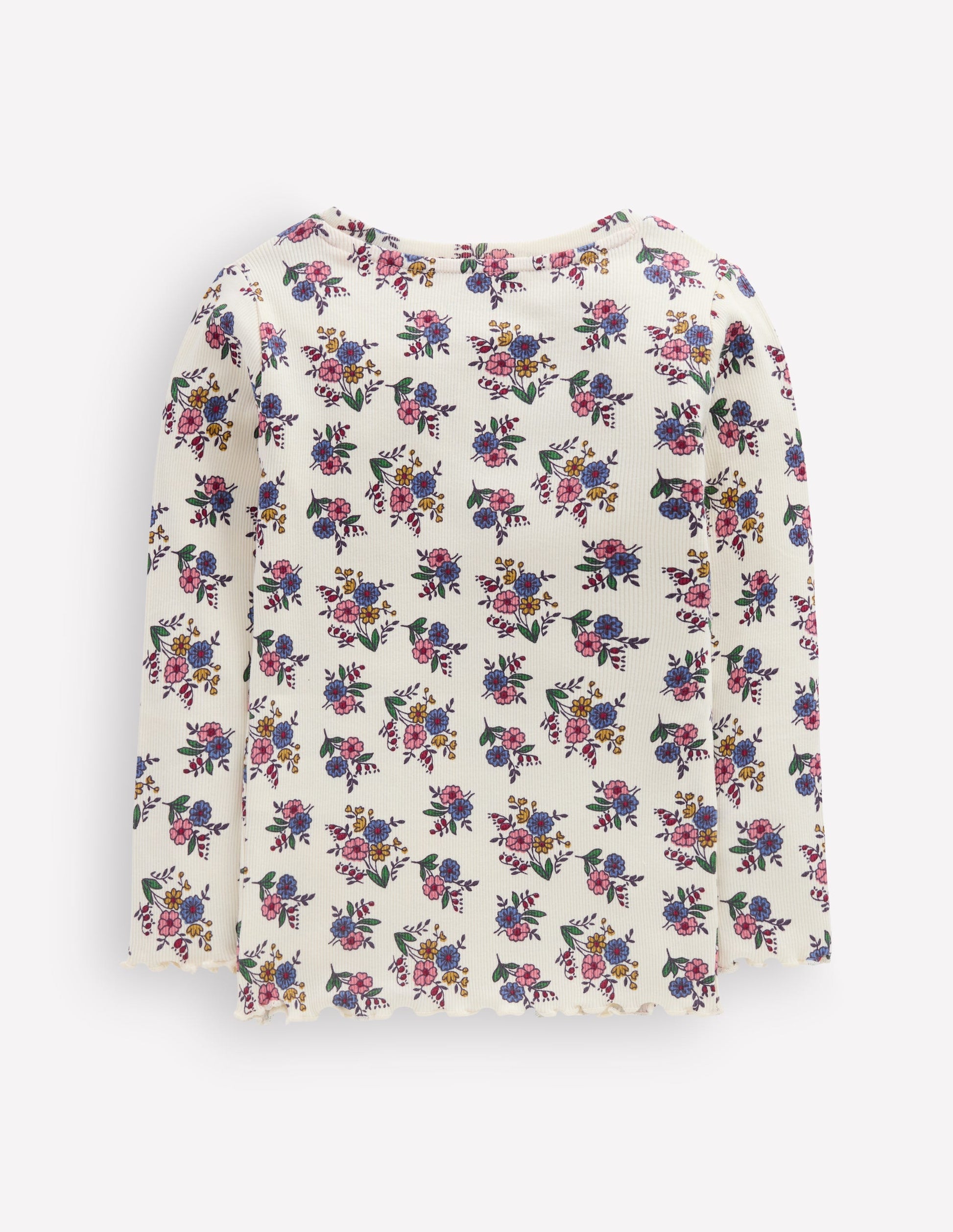Ribbed Long Sleeve T-Shirt-Soft Ivory Ditsy Floral-2