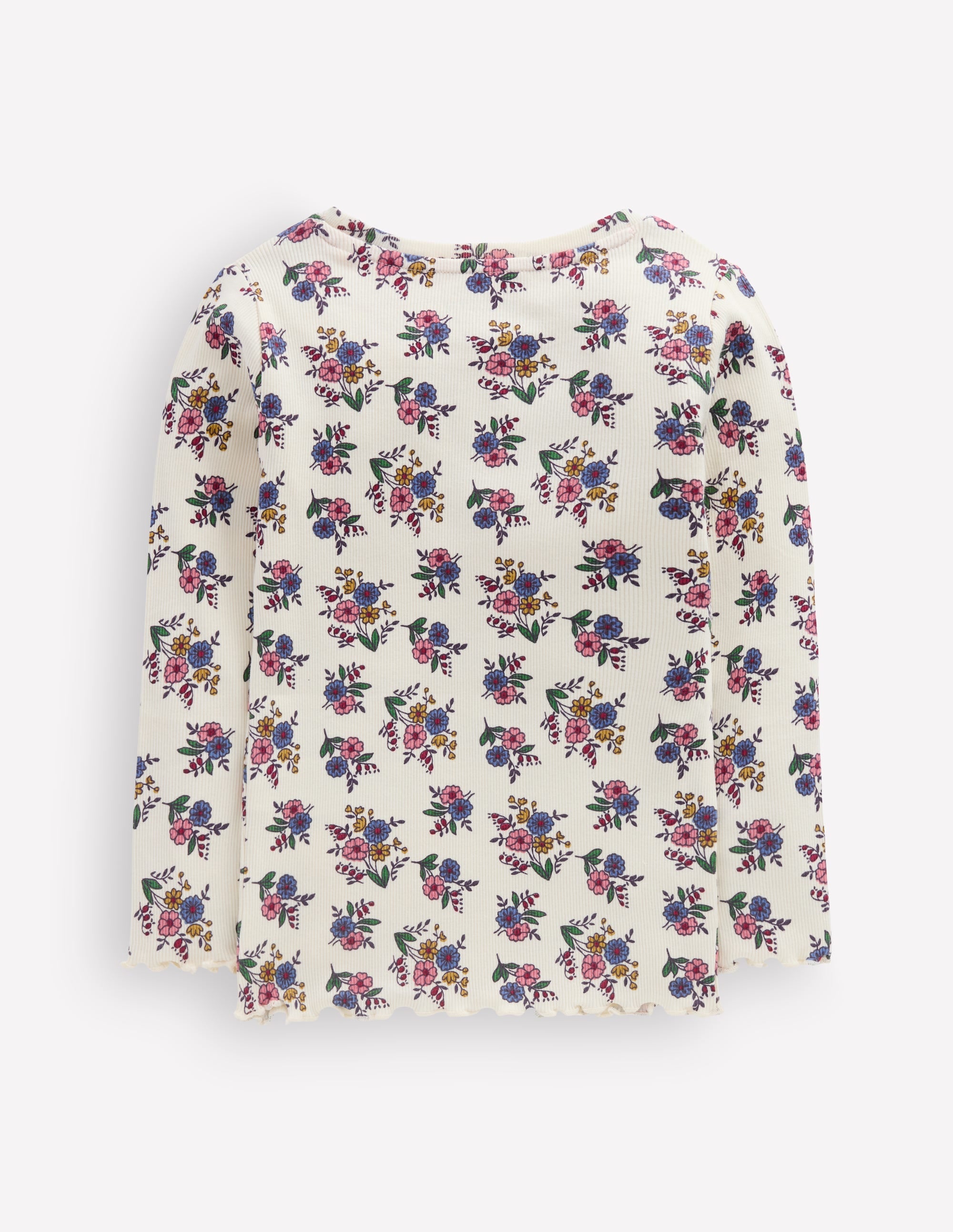 Ribbed Long Sleeve T-Shirt-Soft Ivory Ditsy Floral - Image 2