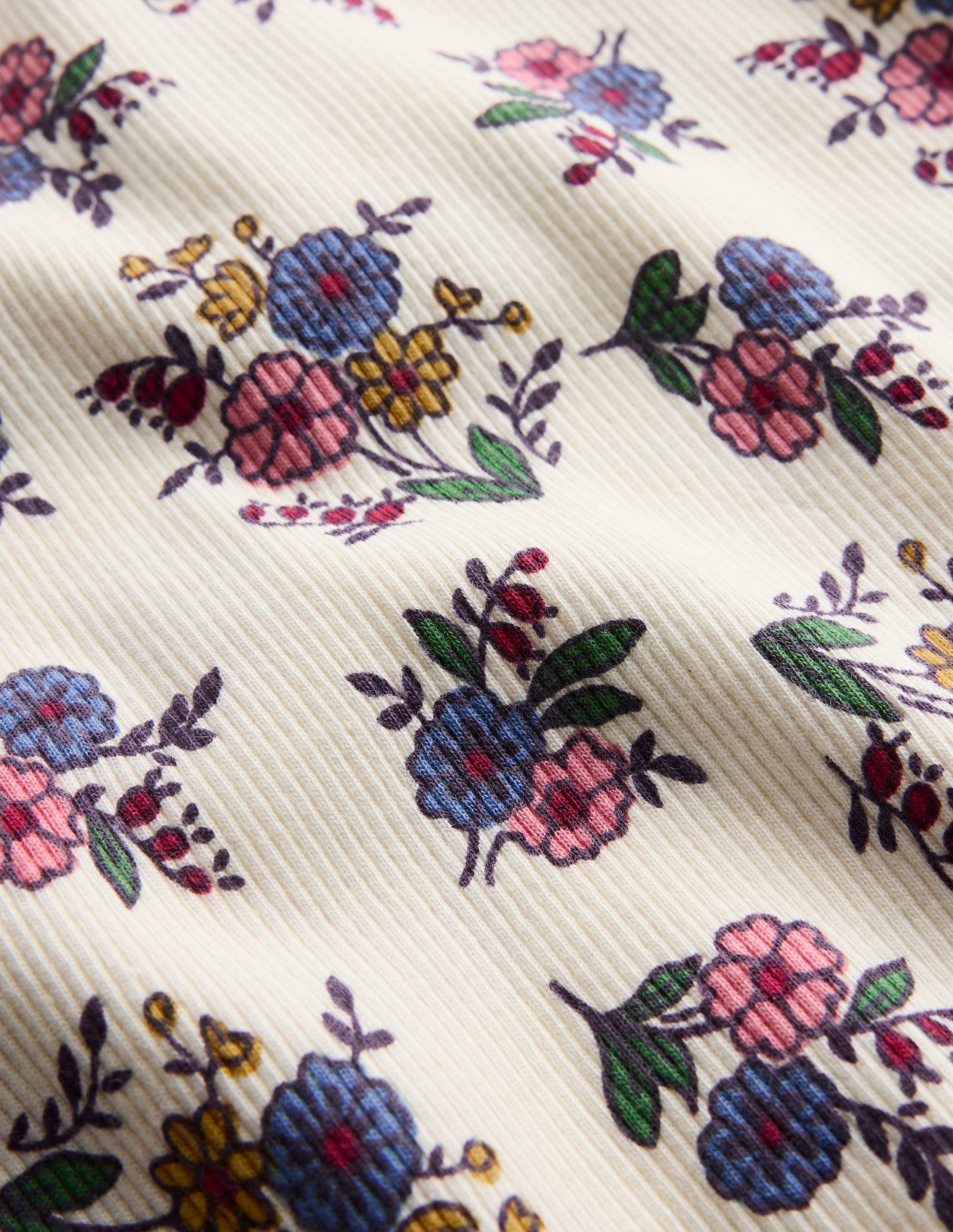 Ribbed Long Sleeve T-Shirt-Soft Ivory Ditsy Floral-3