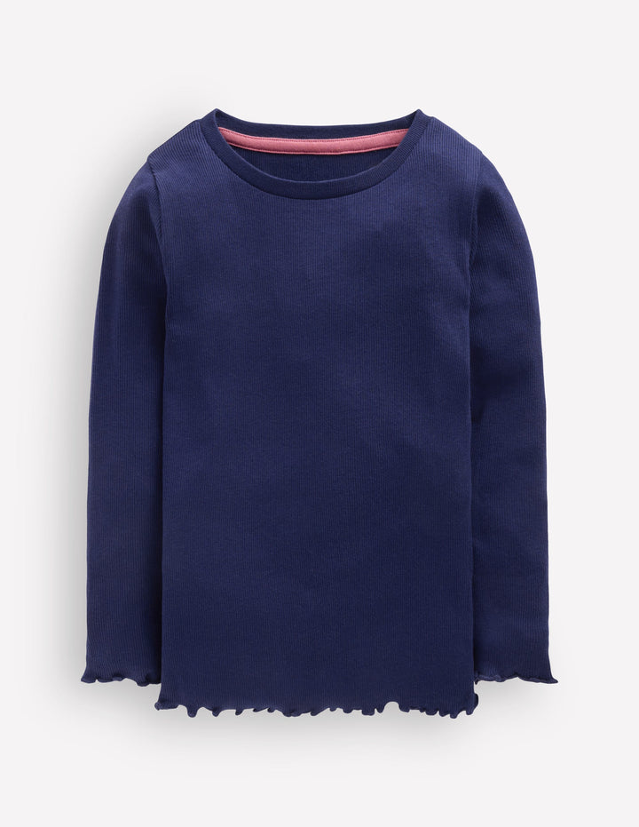 Ribbed Long Sleeve T-shirt-College Navy