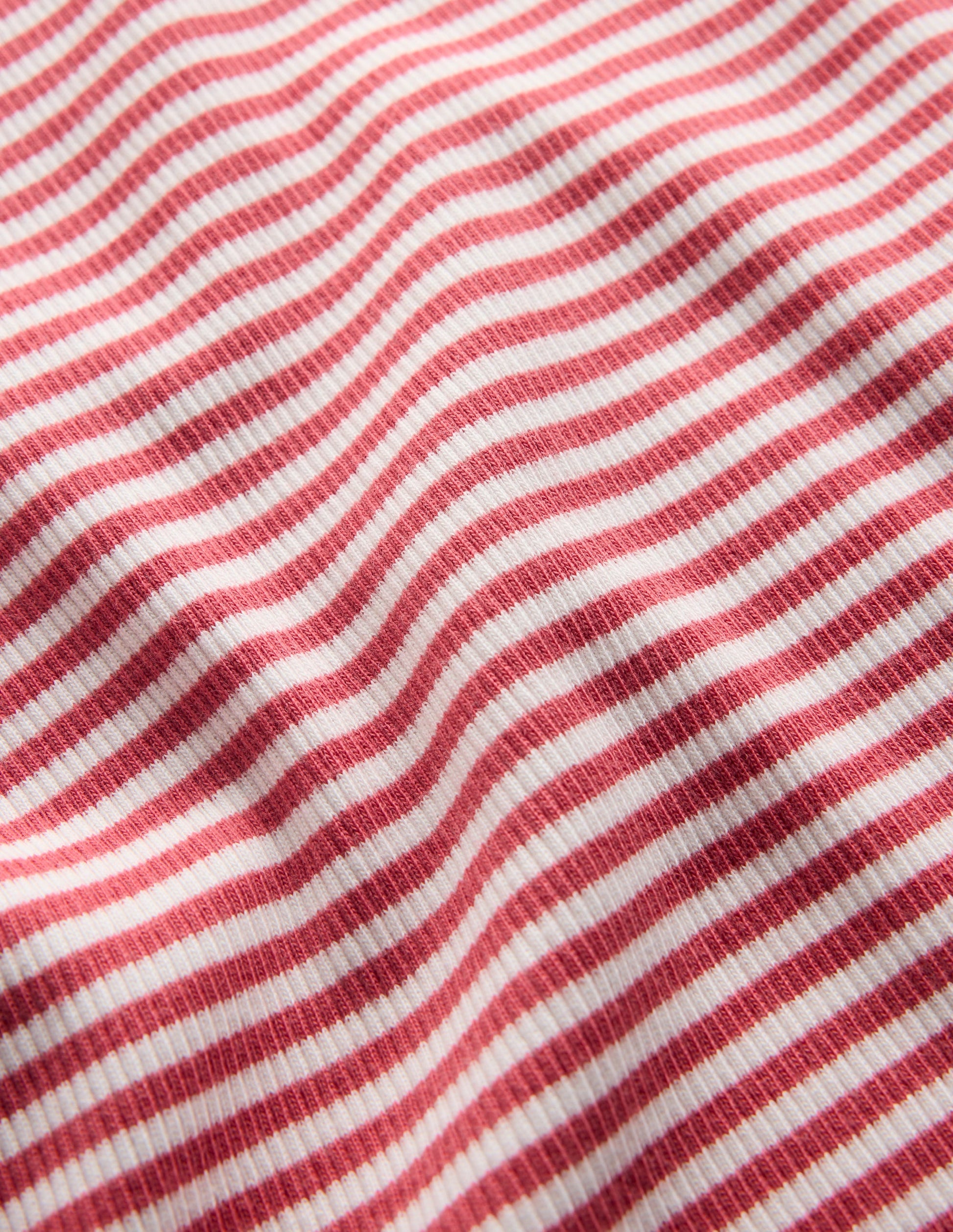 Ribbed Long Sleeve T-shirt-Pink/ Soft Ivory Stripe-3