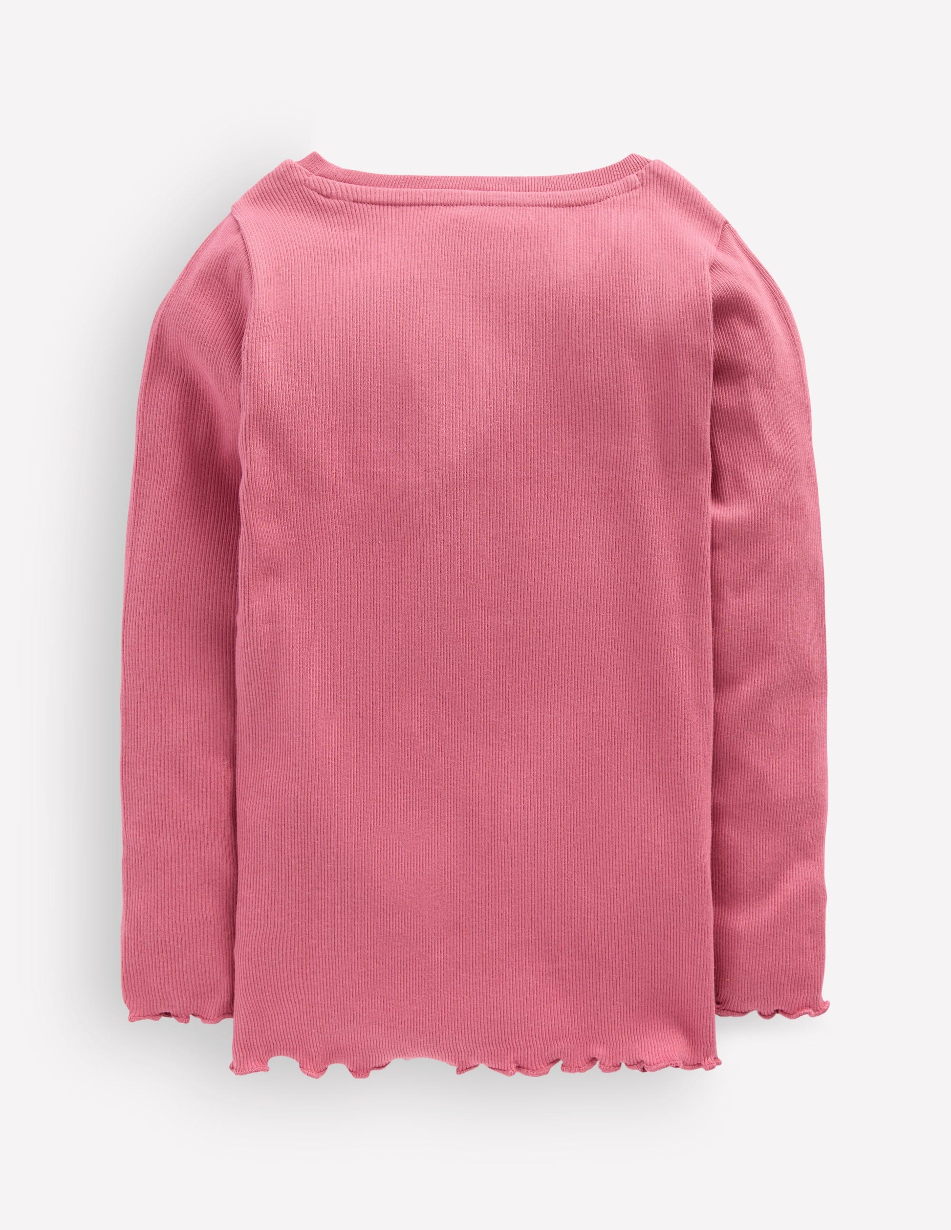 Ribbed Long Sleeve T-shirt-Pink Heather-2