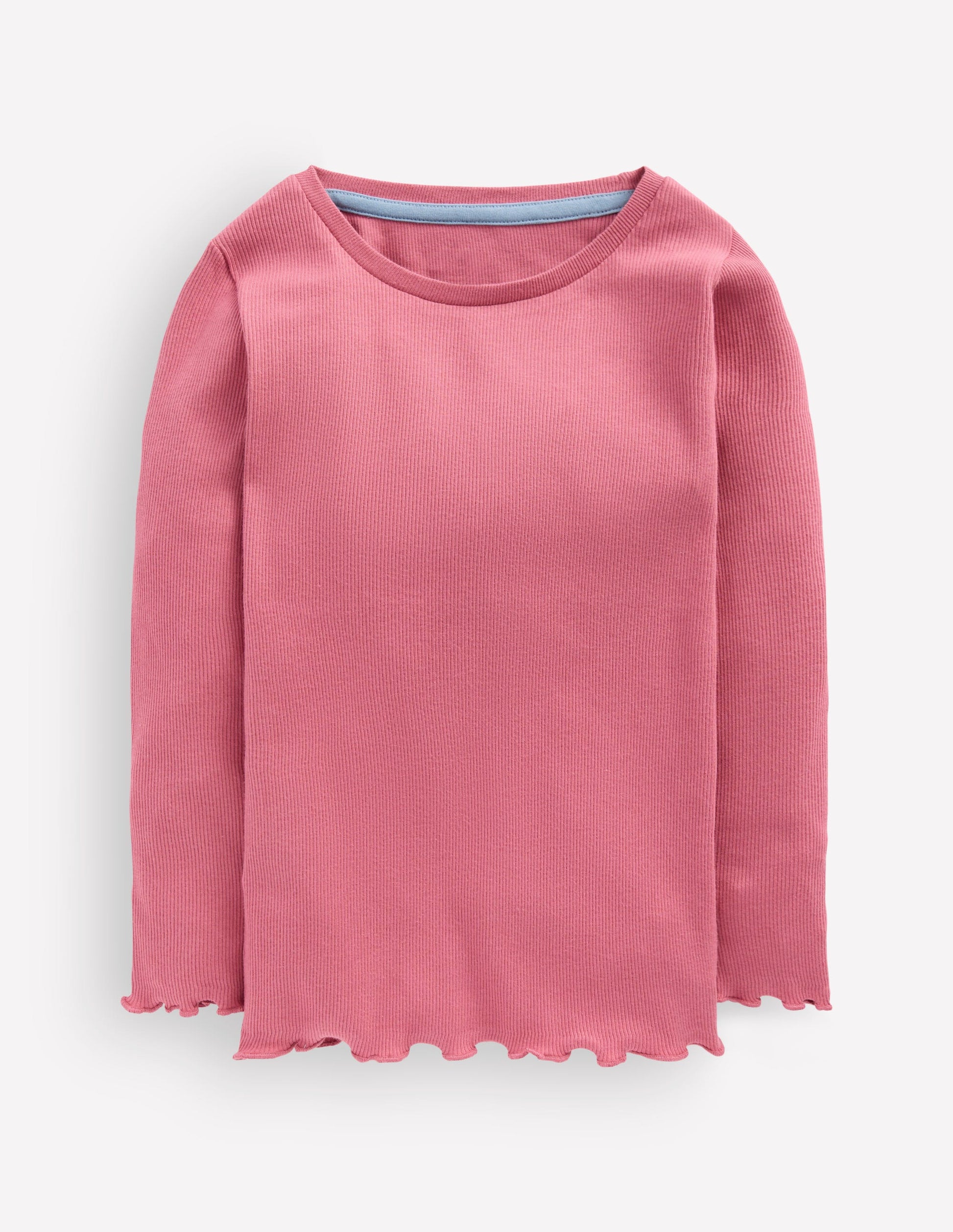 Ribbed Long Sleeve T-shirt-Pink Heather-1