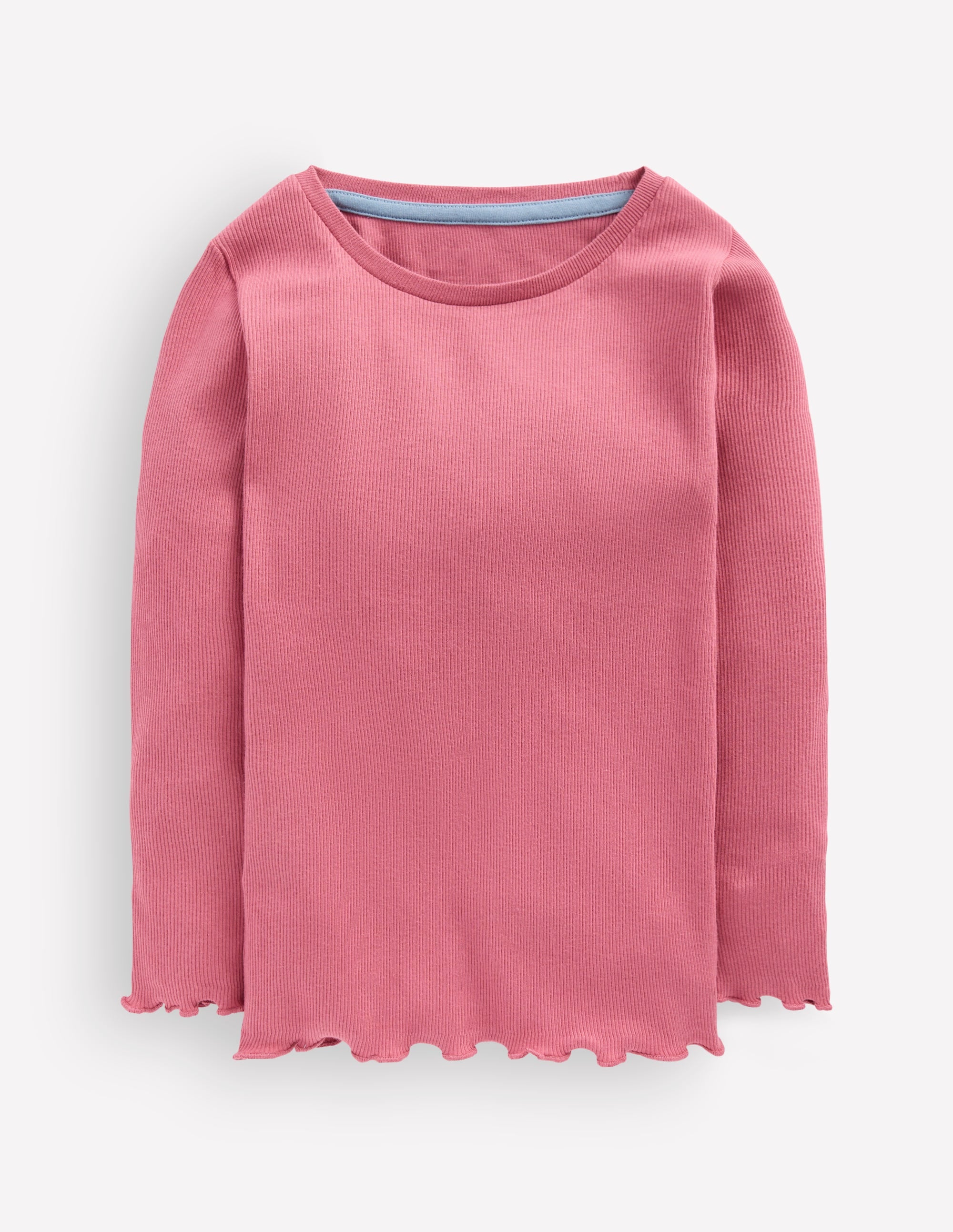 Ribbed Long Sleeve T-Shirt-Pink Heather - Image 1