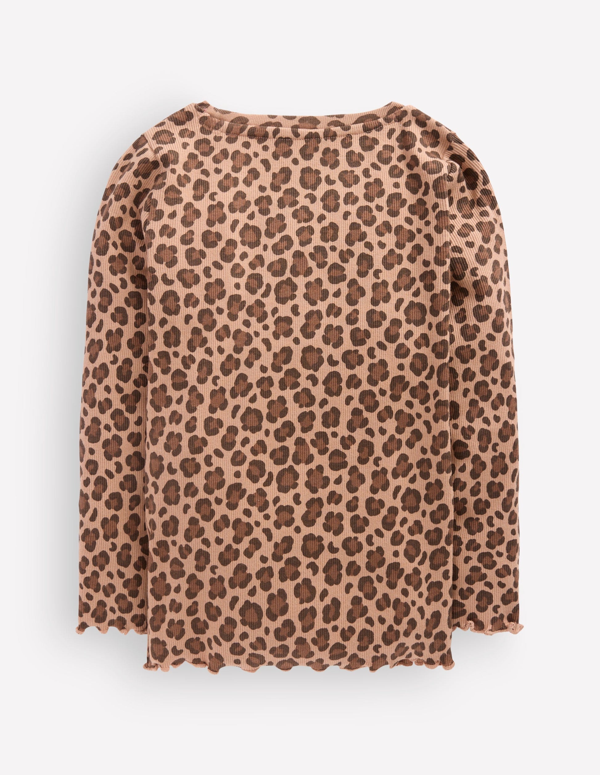 Ribbed Long Sleeve T-shirt-Milk Chocolate Brown leopard-2