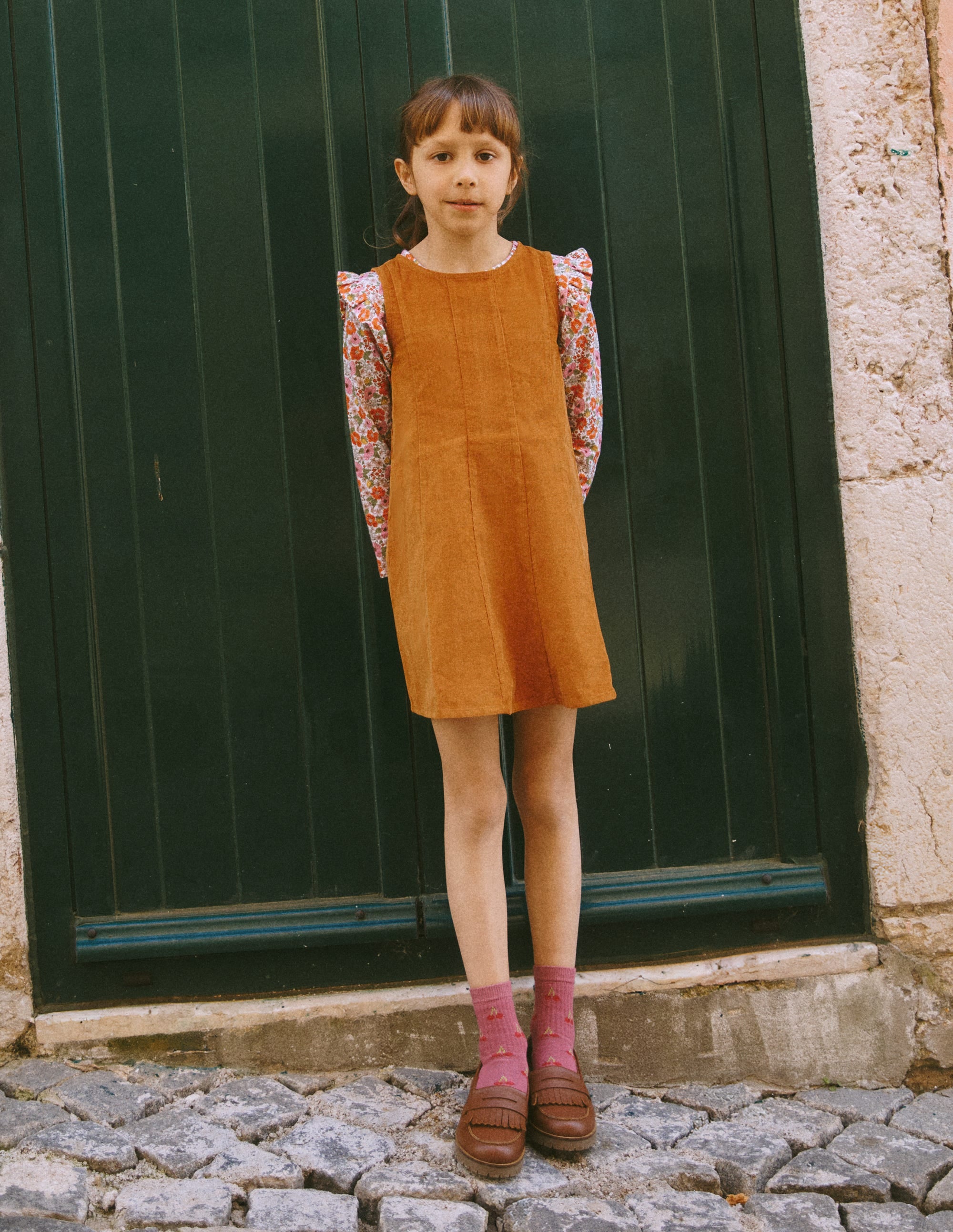 Willa Pinafore Dress-Almond Brown - Image 1