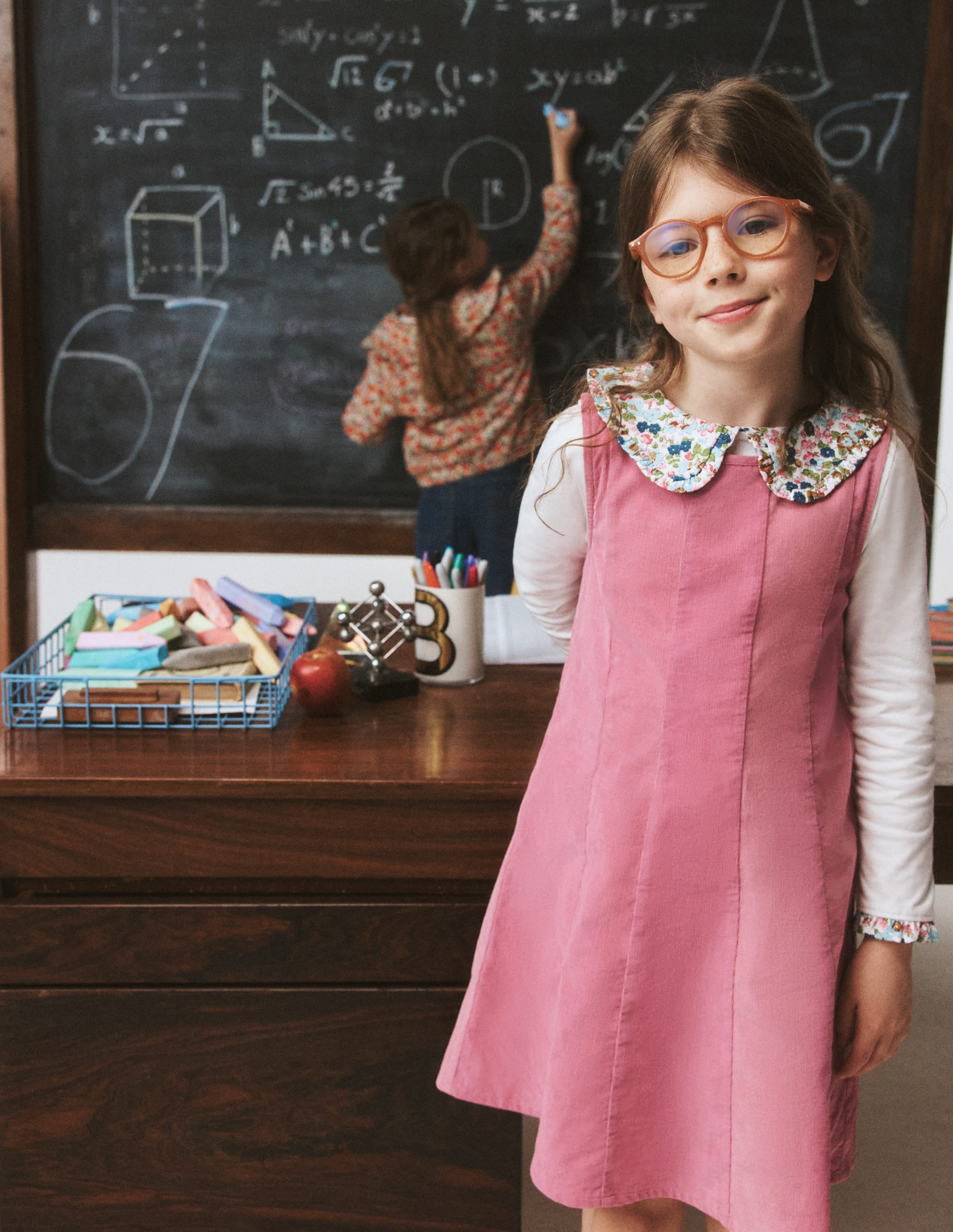 Willa Pinafore Dress-Pink Heather - Image 1