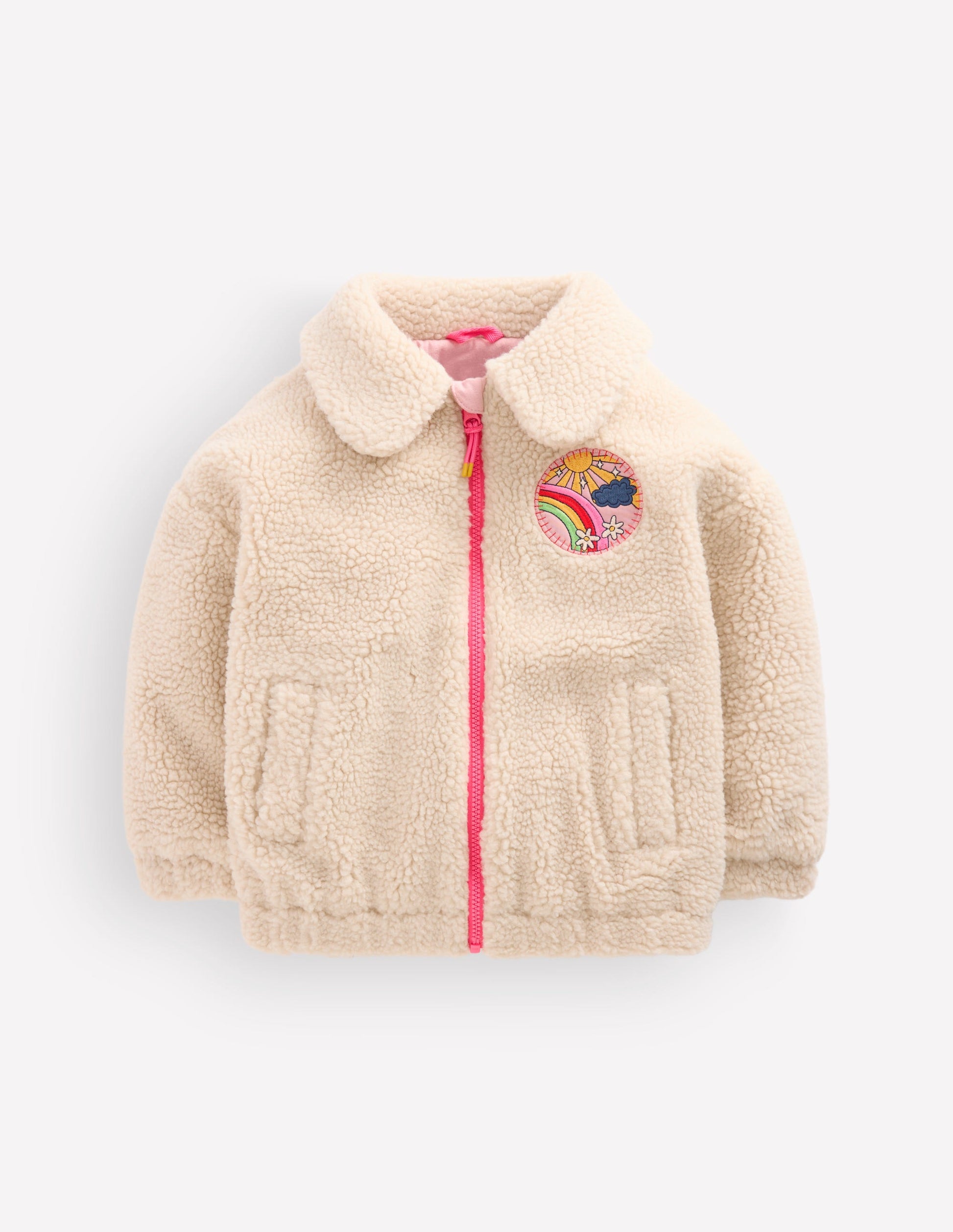 Collared Borg Jacket-Ivory Borg Logo-2