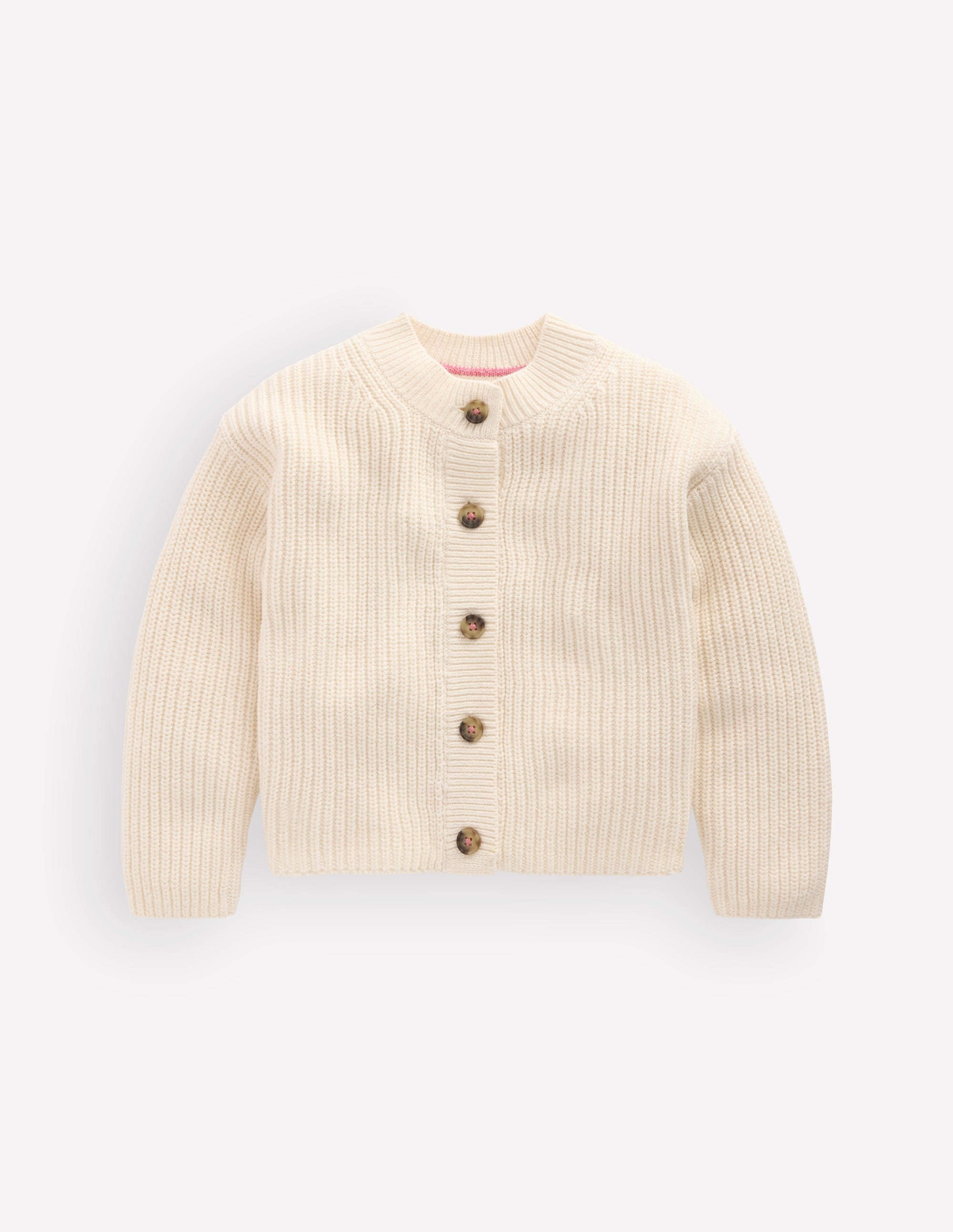 Chunky Everyday Cardigan-Ecru Marl - Image 1
