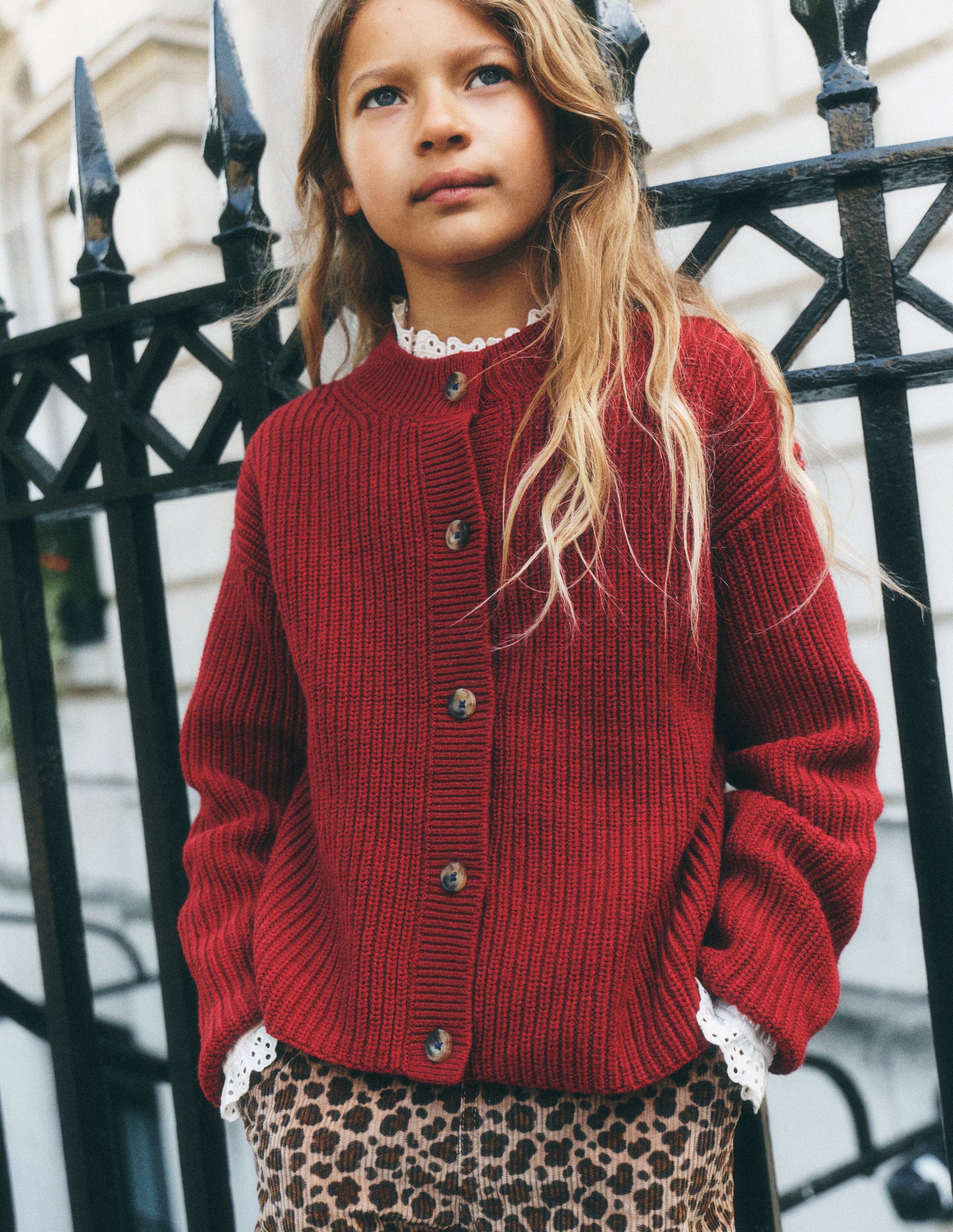 Chunky Everyday Cardigan-Red Marl-1