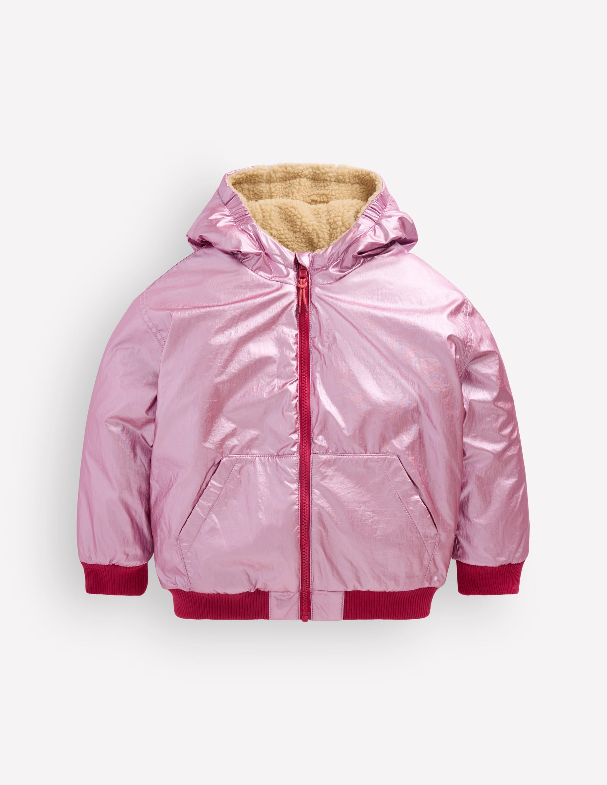 Reversible Borg Hooded Bomber-Pink Metallic - Image 6