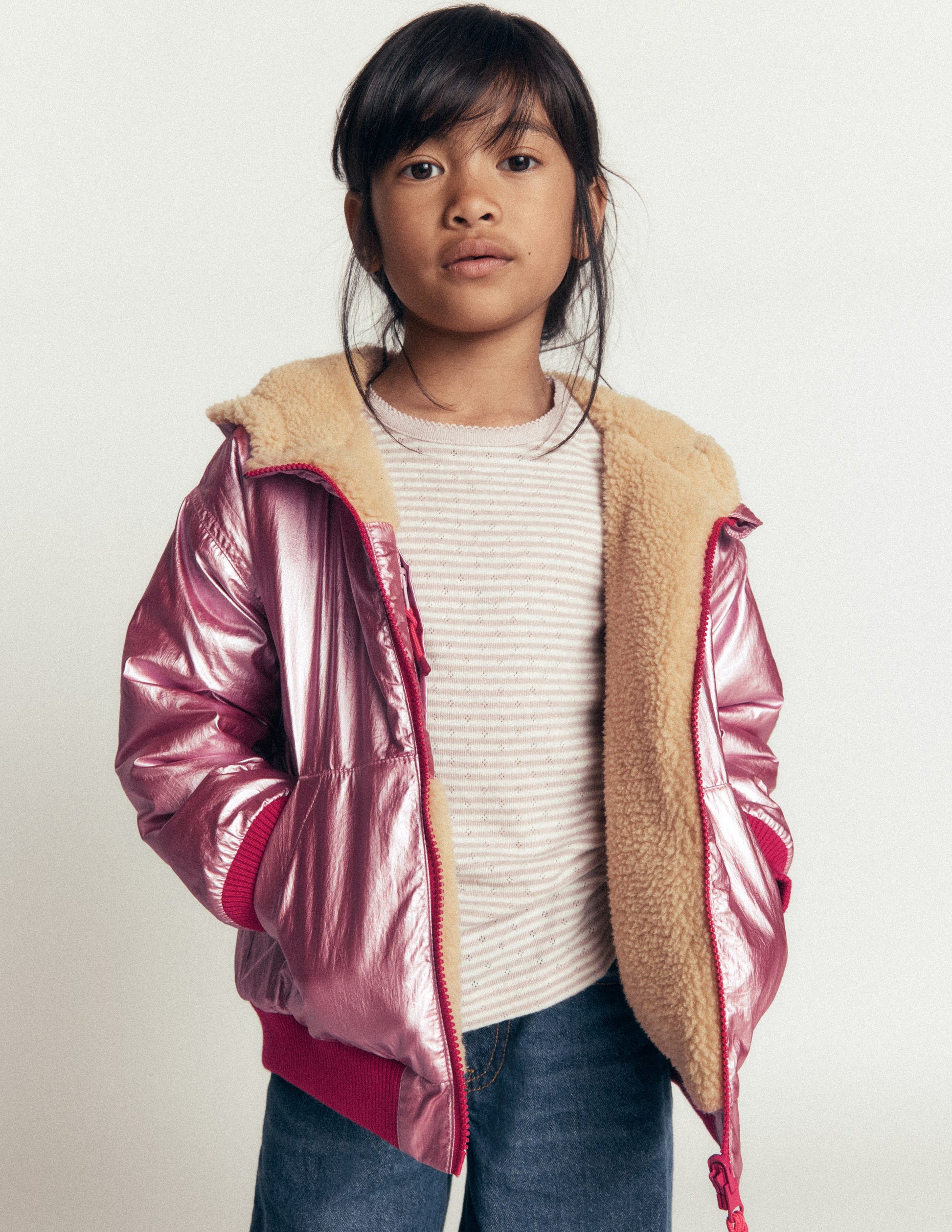 Reversible Borg Hooded Bomber-Pink Metallic-2