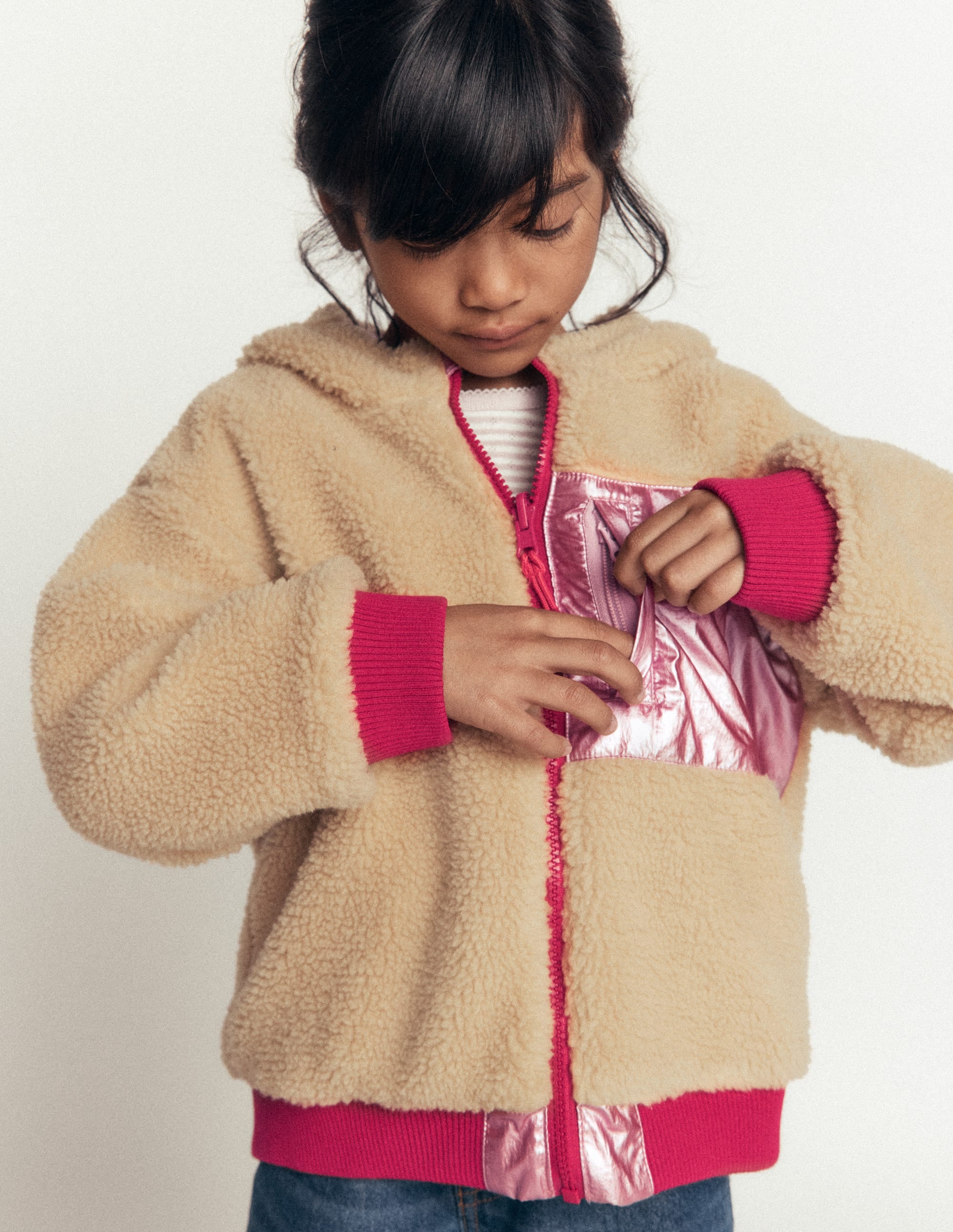 Reversible Borg Hooded Bomber-Pink Metallic - Image 3