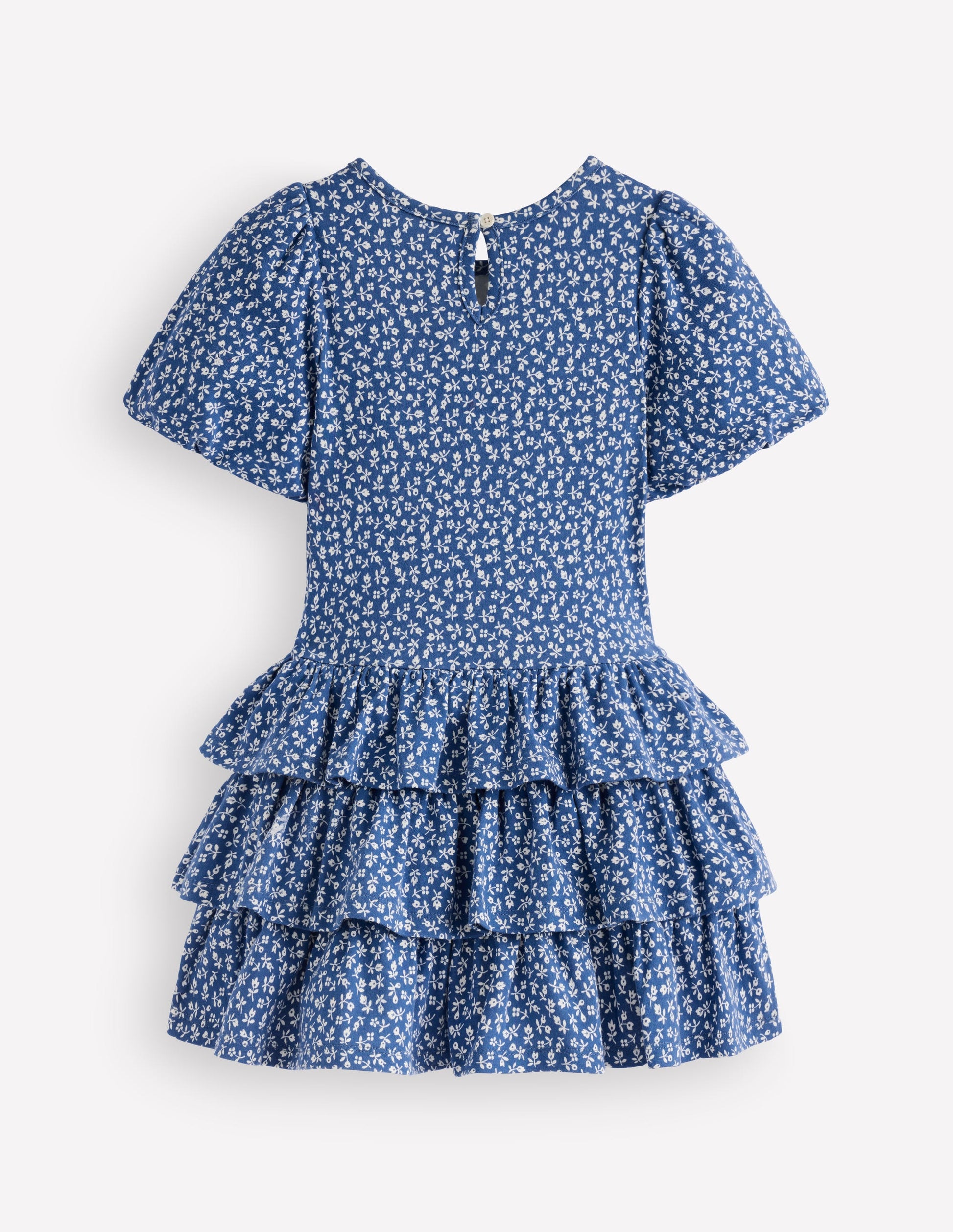 Ruffle Skirt Jersey Dress-Bluejay Ditsy Floral-3