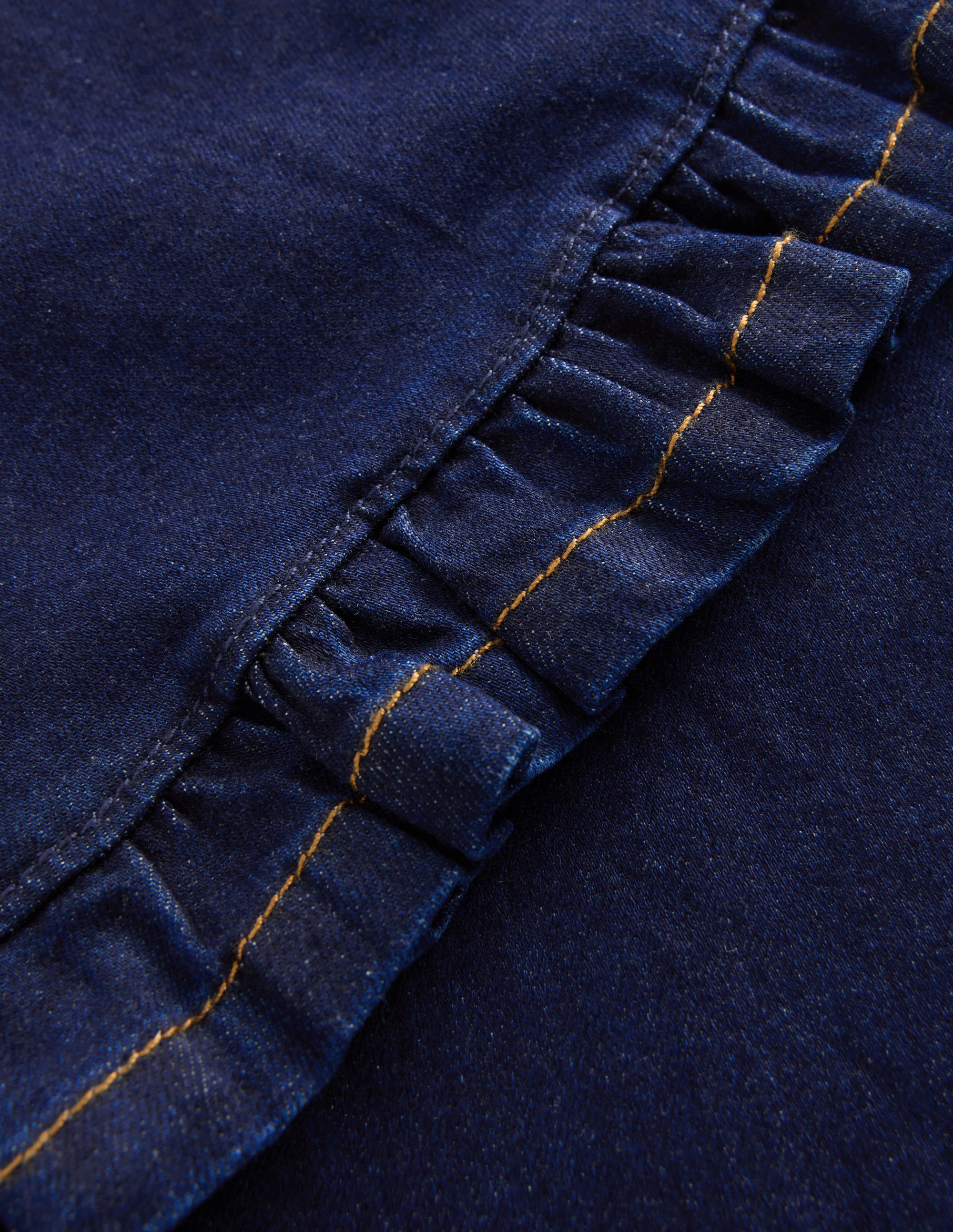 Wide Leg Frill Hem Jeans-Dark Wash - Image 3